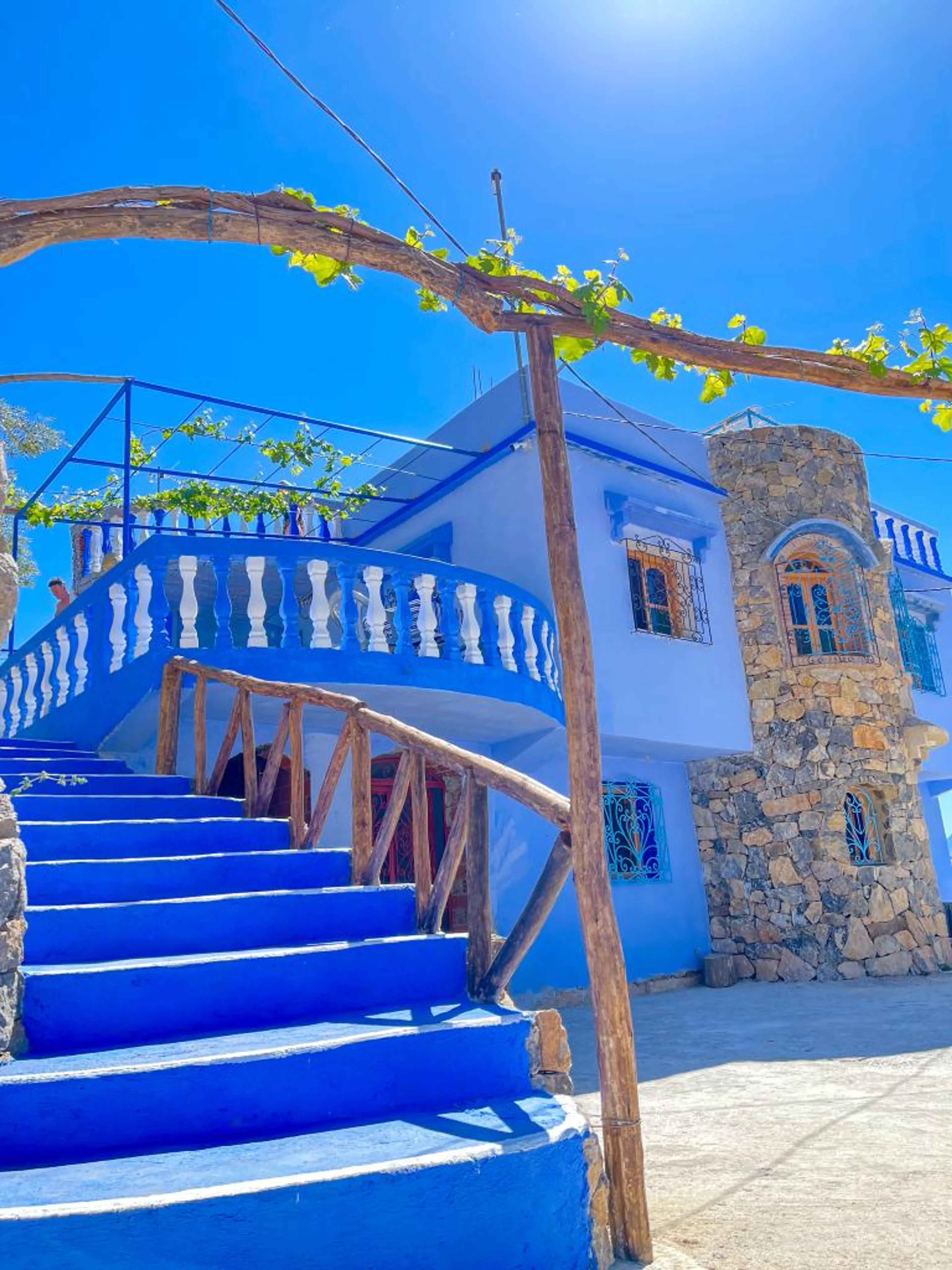Blue-washed buildings