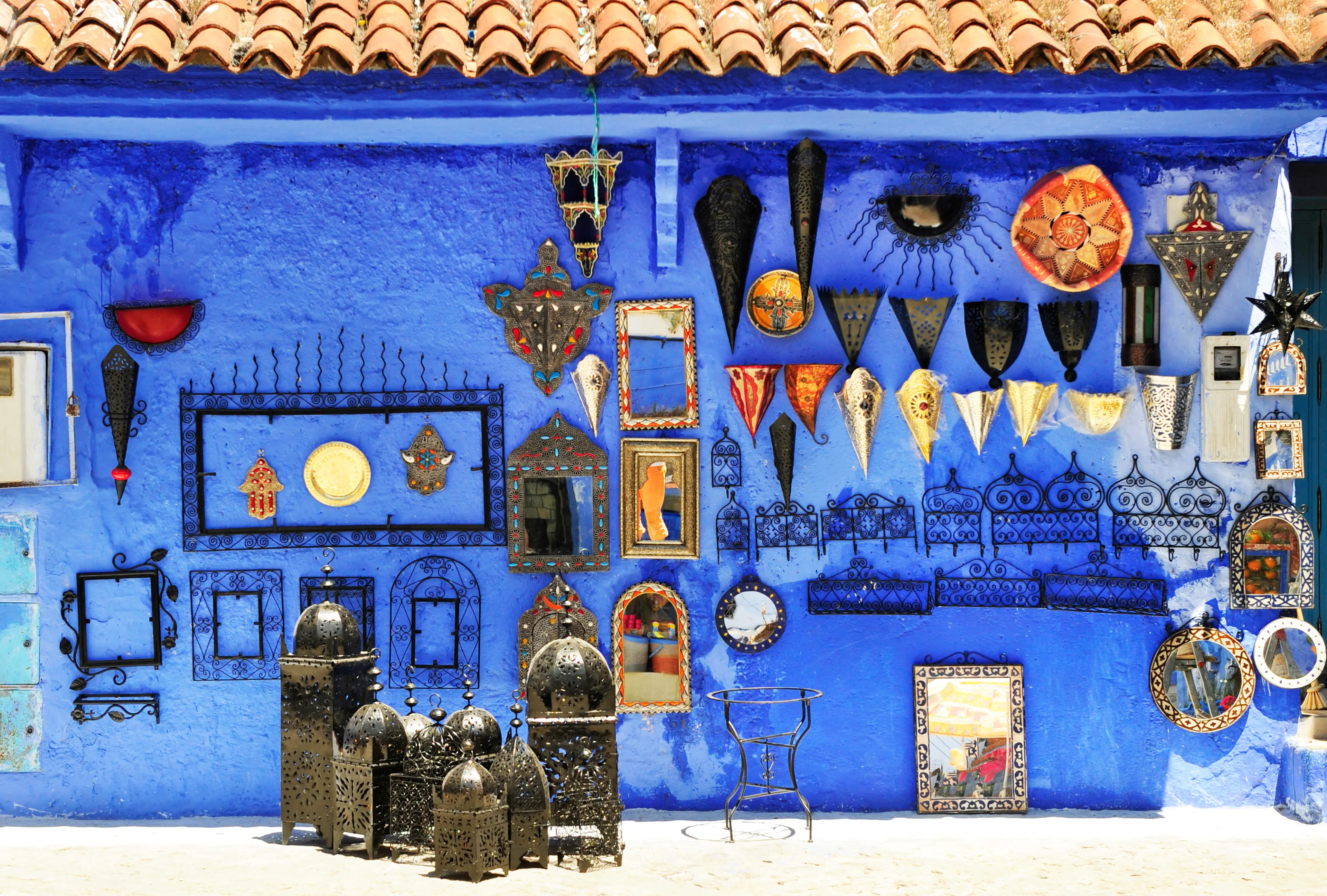 Local shops selling traditional Moroccan crafts