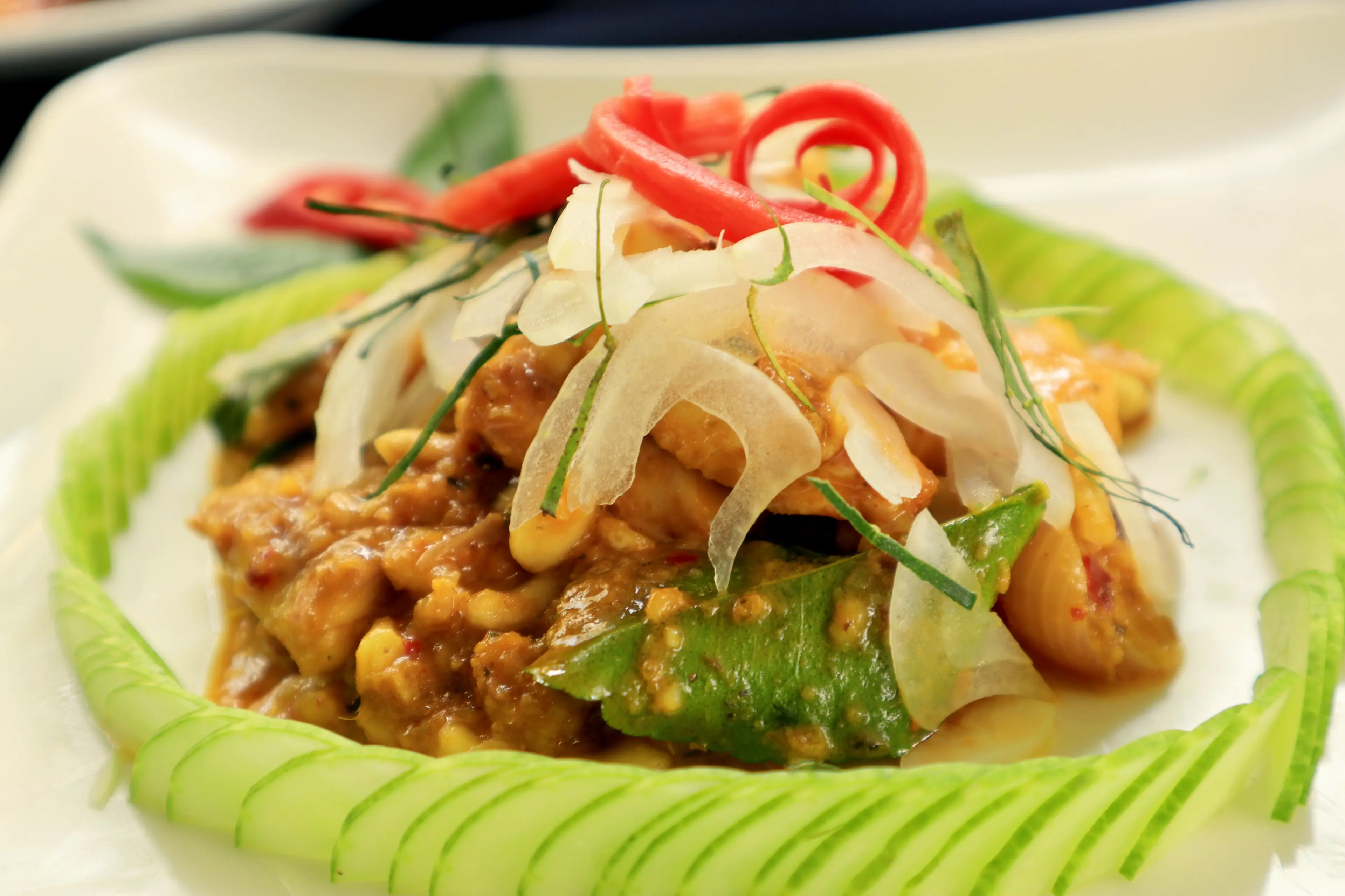 Amok and green mango salad