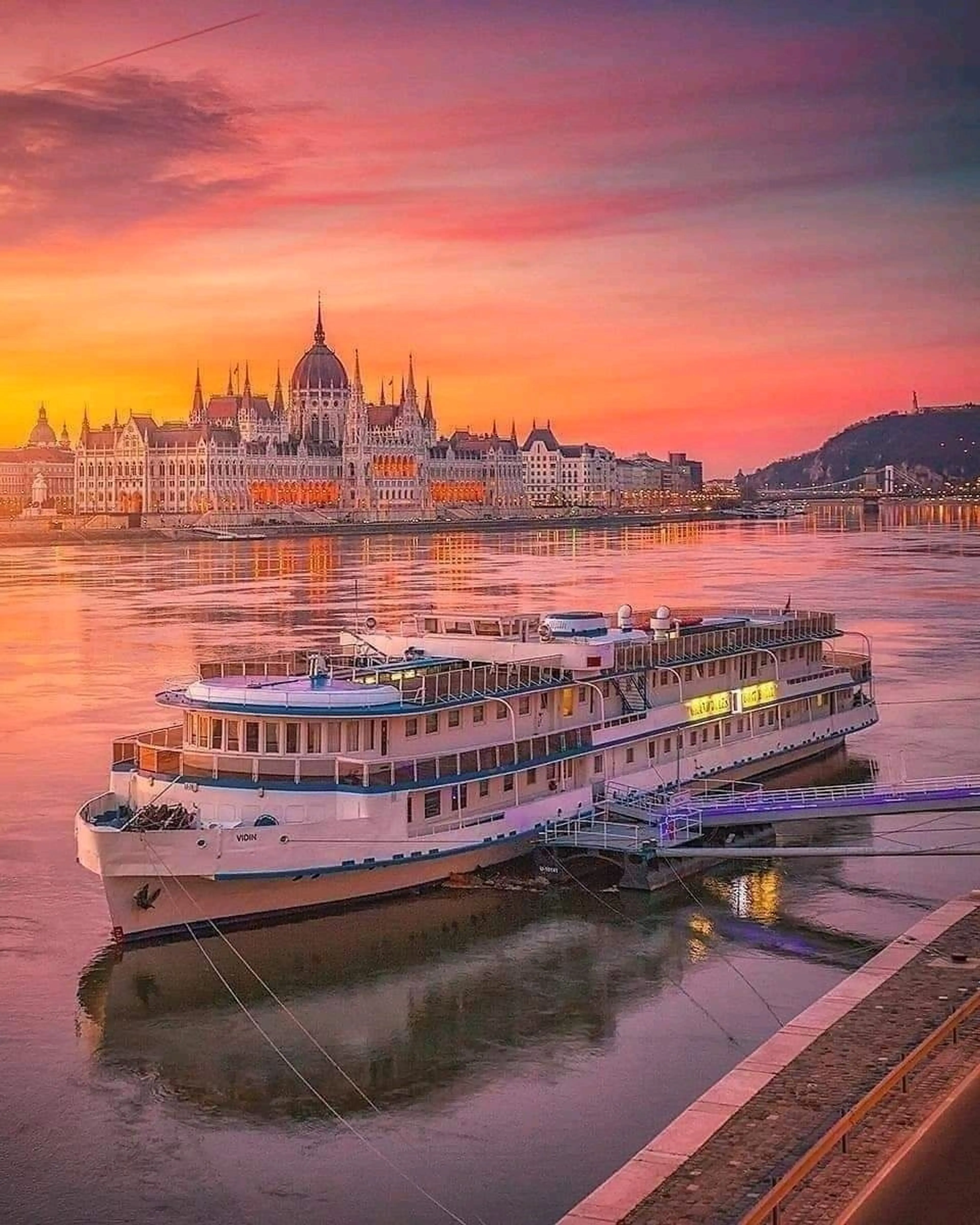 Night cruise on the Danube River