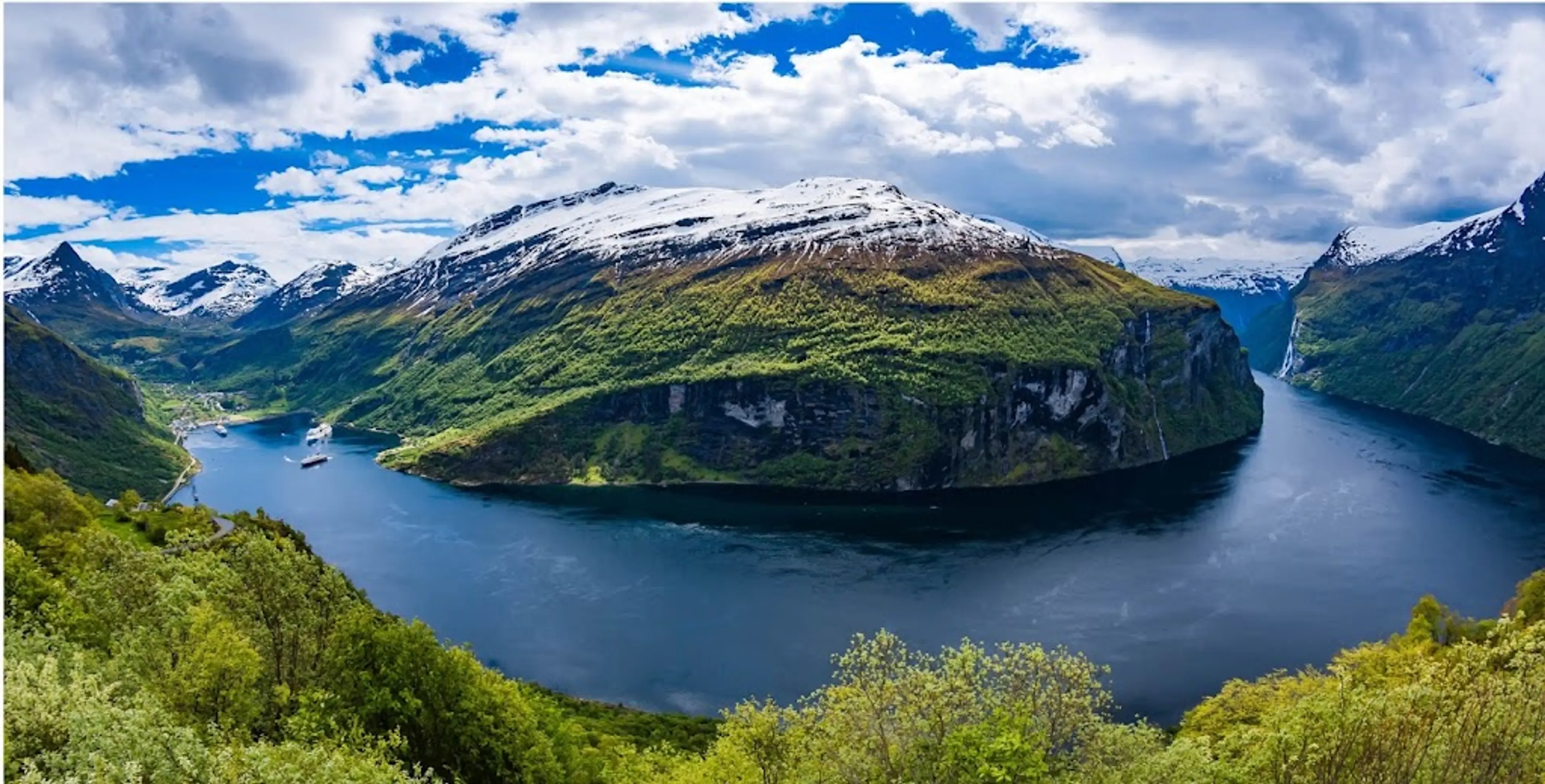 Scenic drive through the fjords