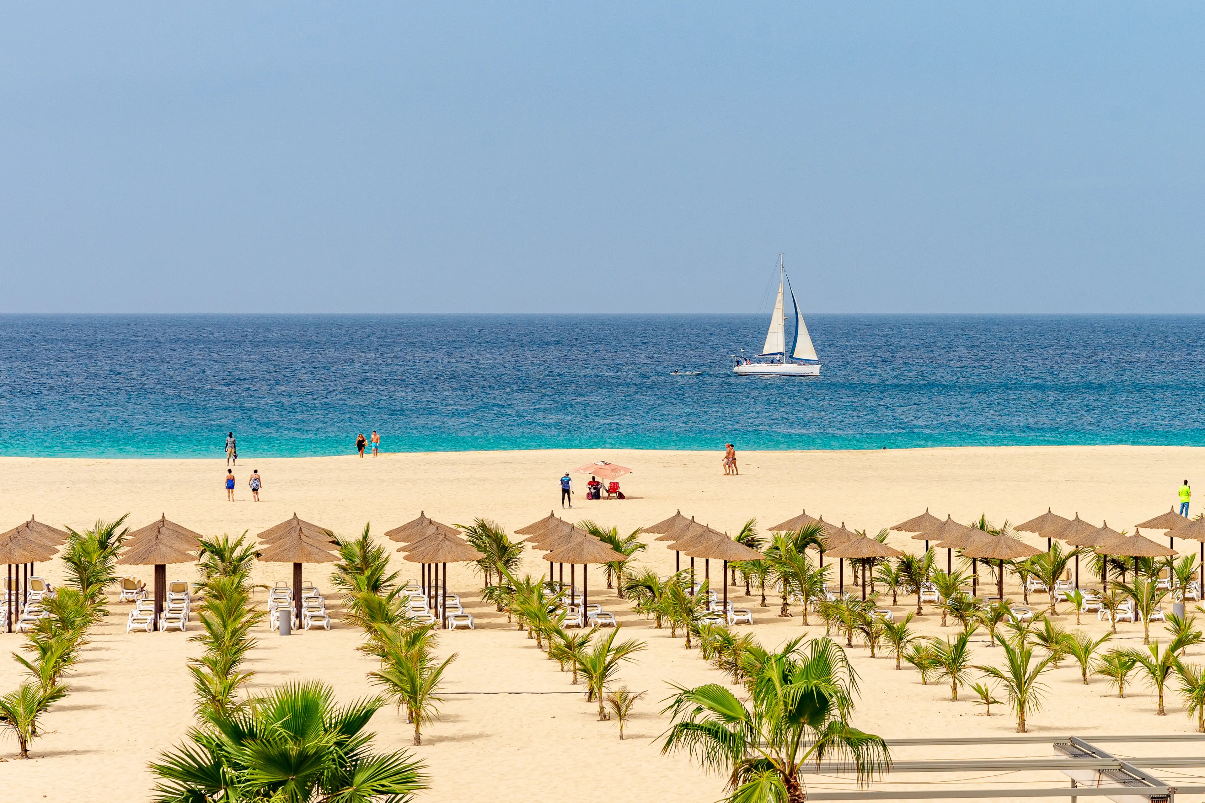 Beach and sailboat, Sal island Beach and sailboat, Sal island