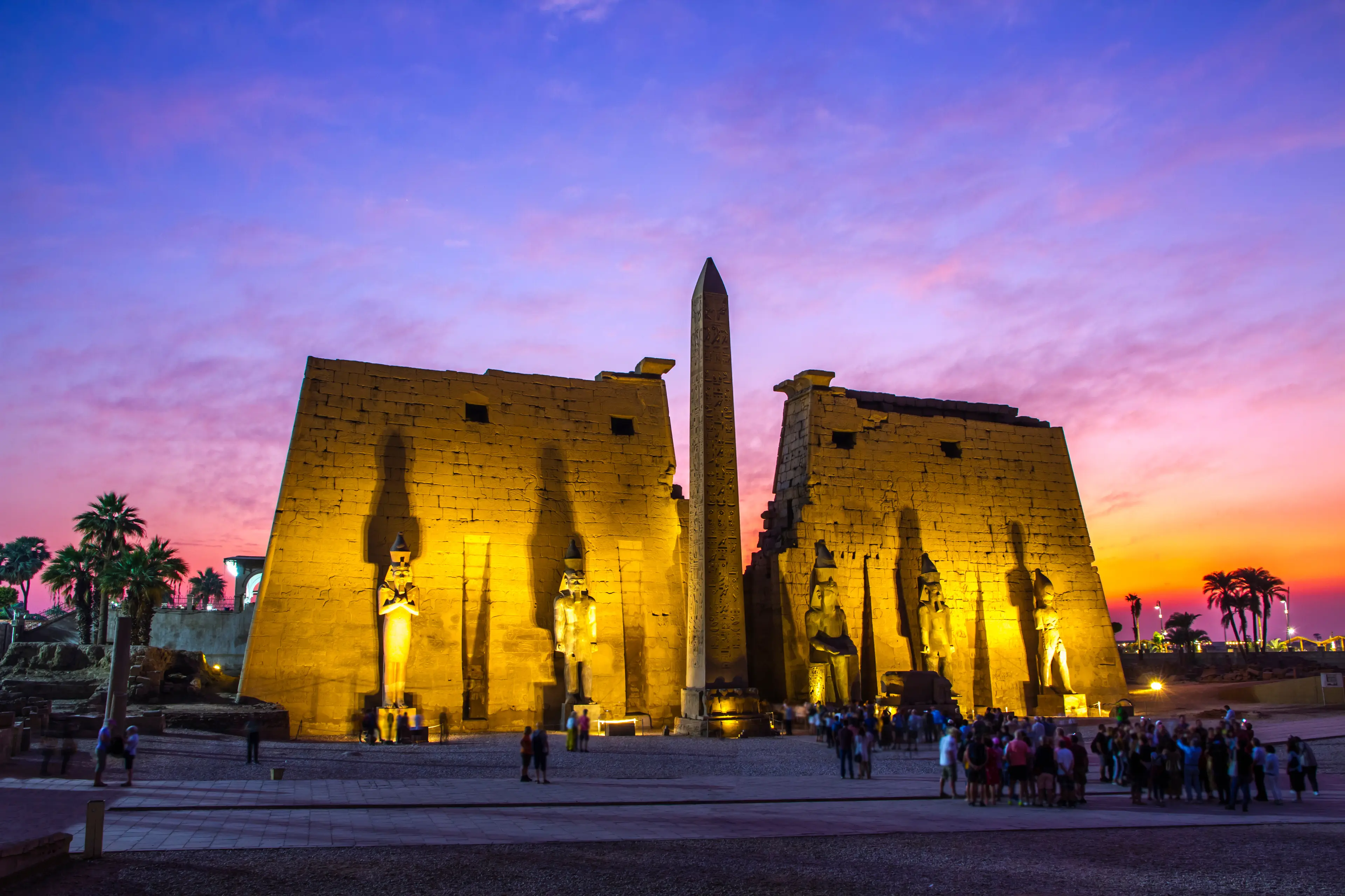 Ancient Luxor temple at sunset