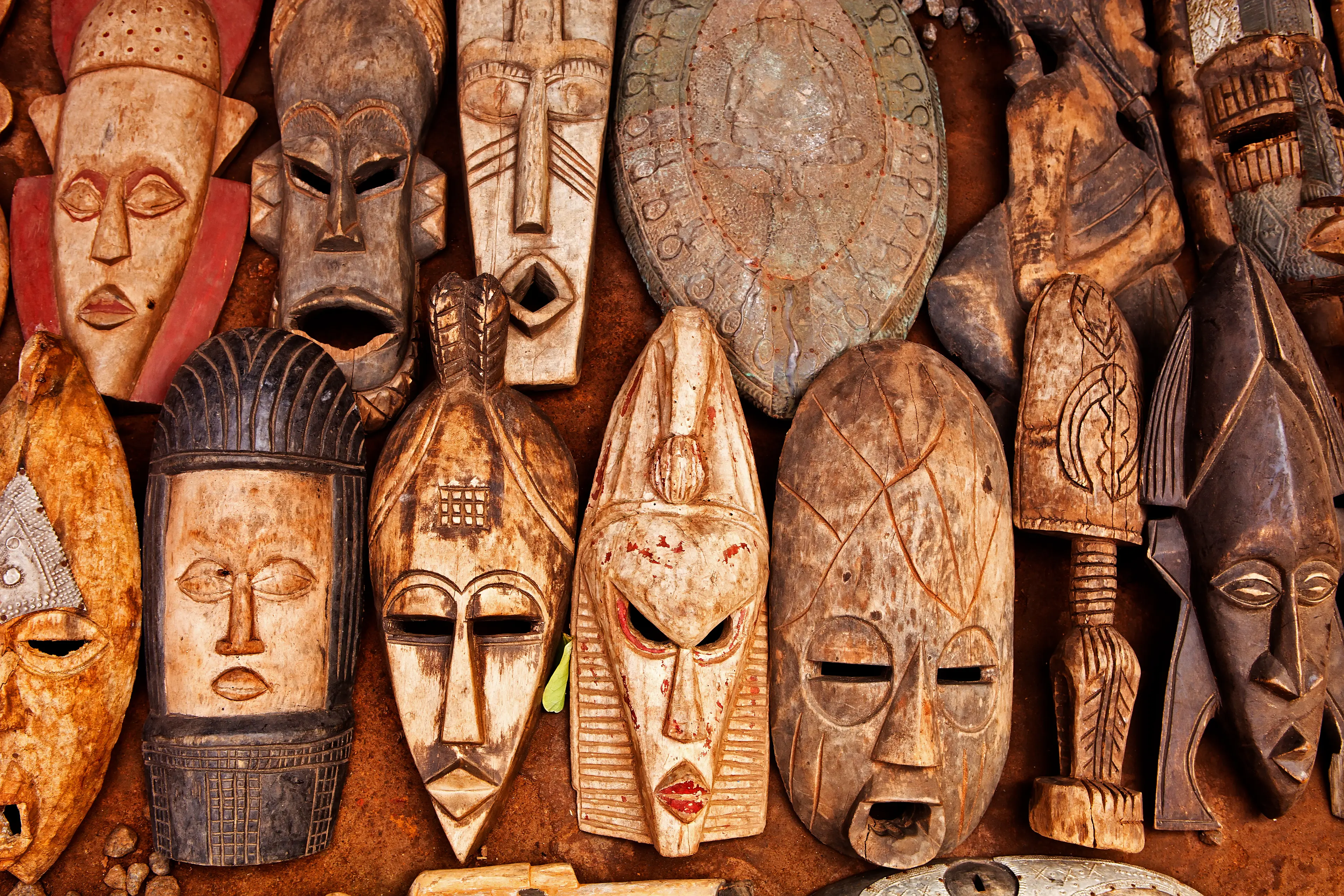 African art on display at an outdoor market