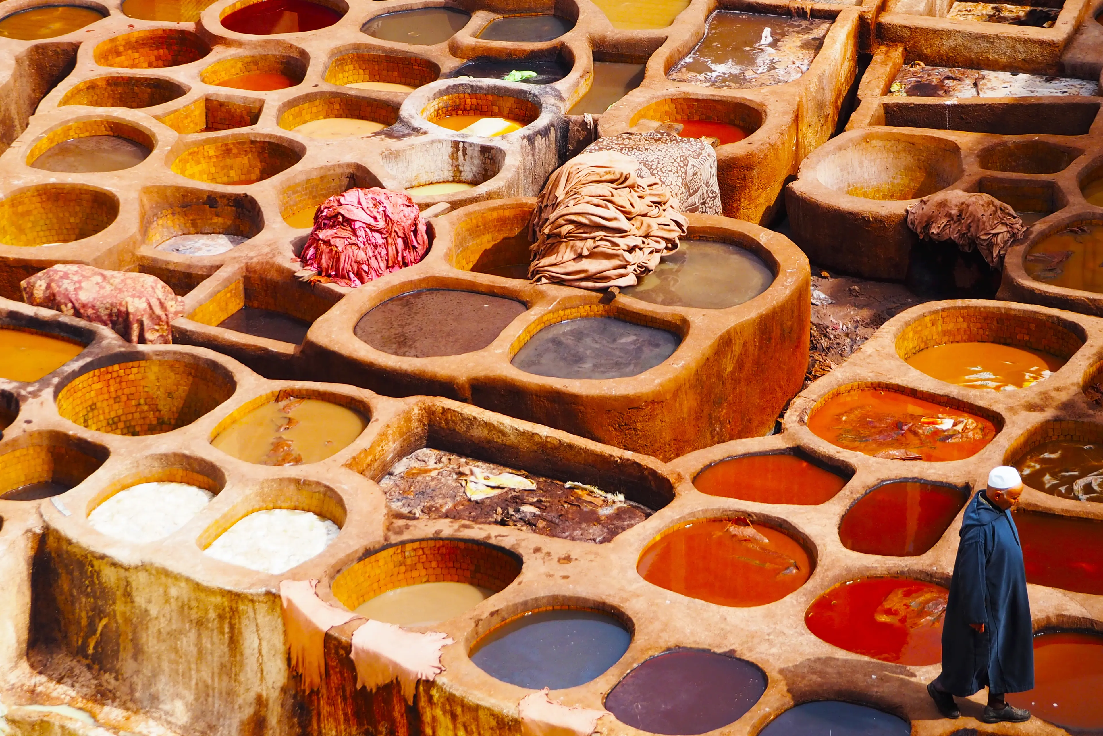 Close-up of a traditional tannery