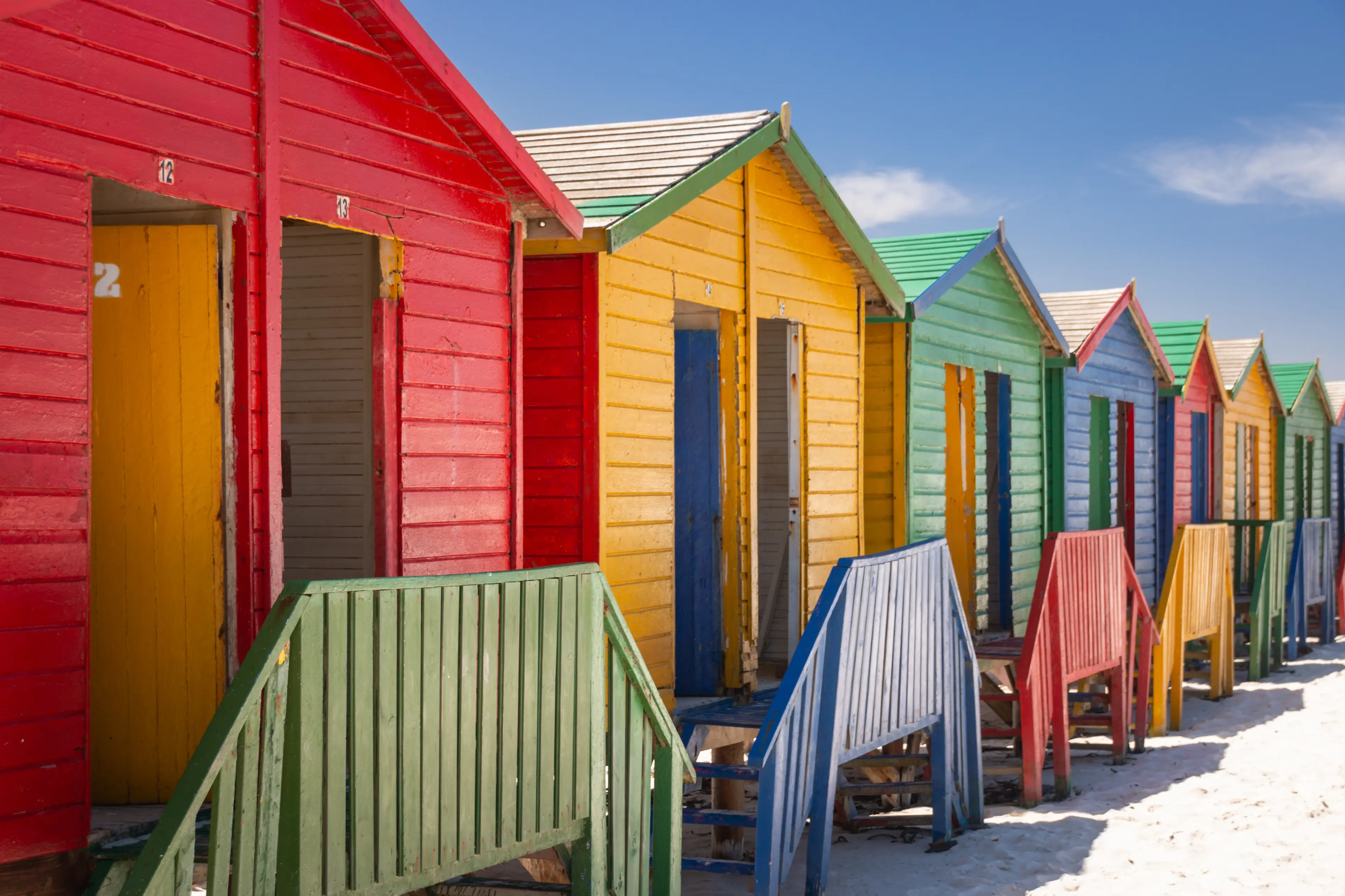 Famous colorful beach houses in Muizenberg