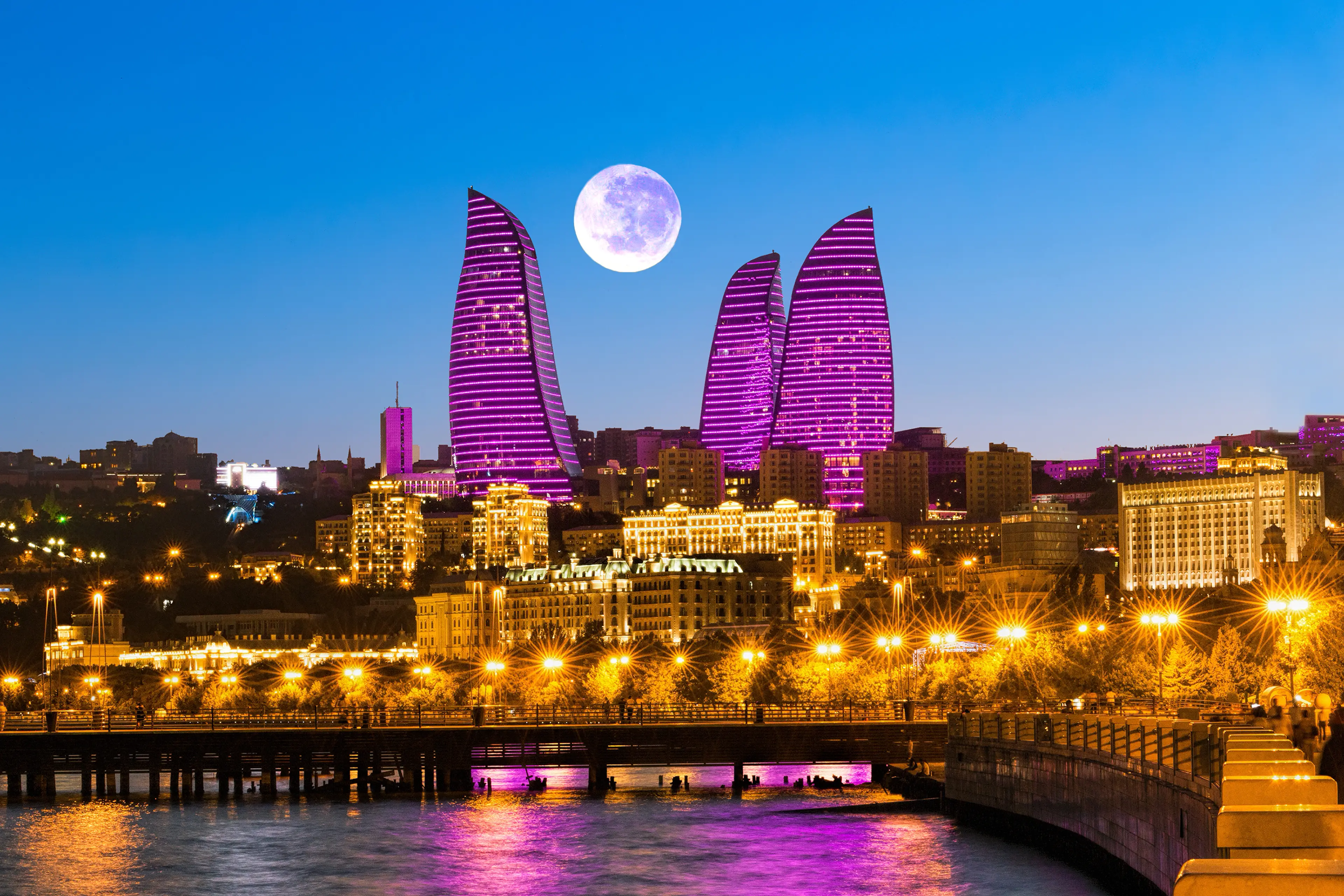 Skyscrapers of Baku at night