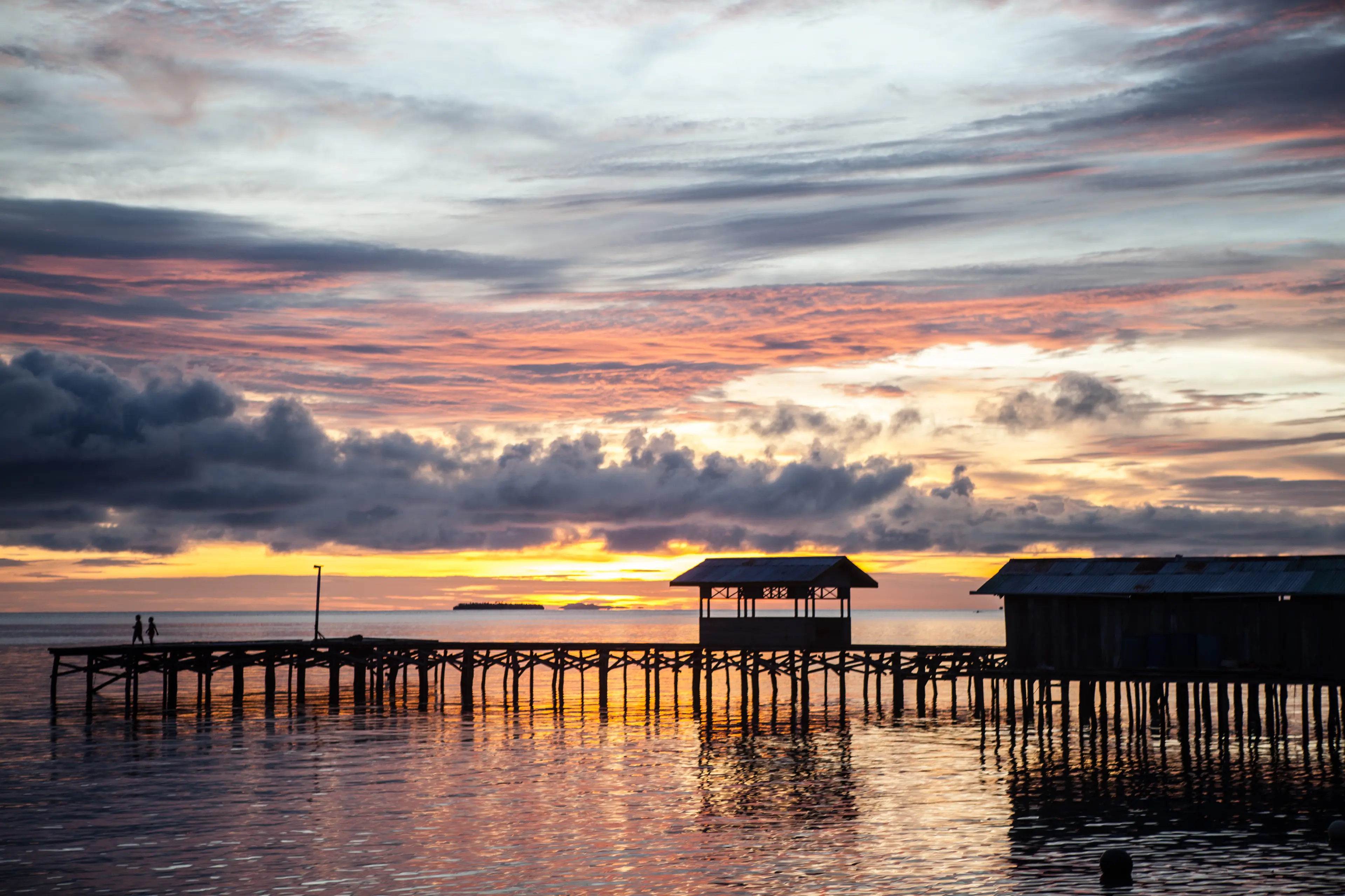 Sihlouette of a pier at sunset