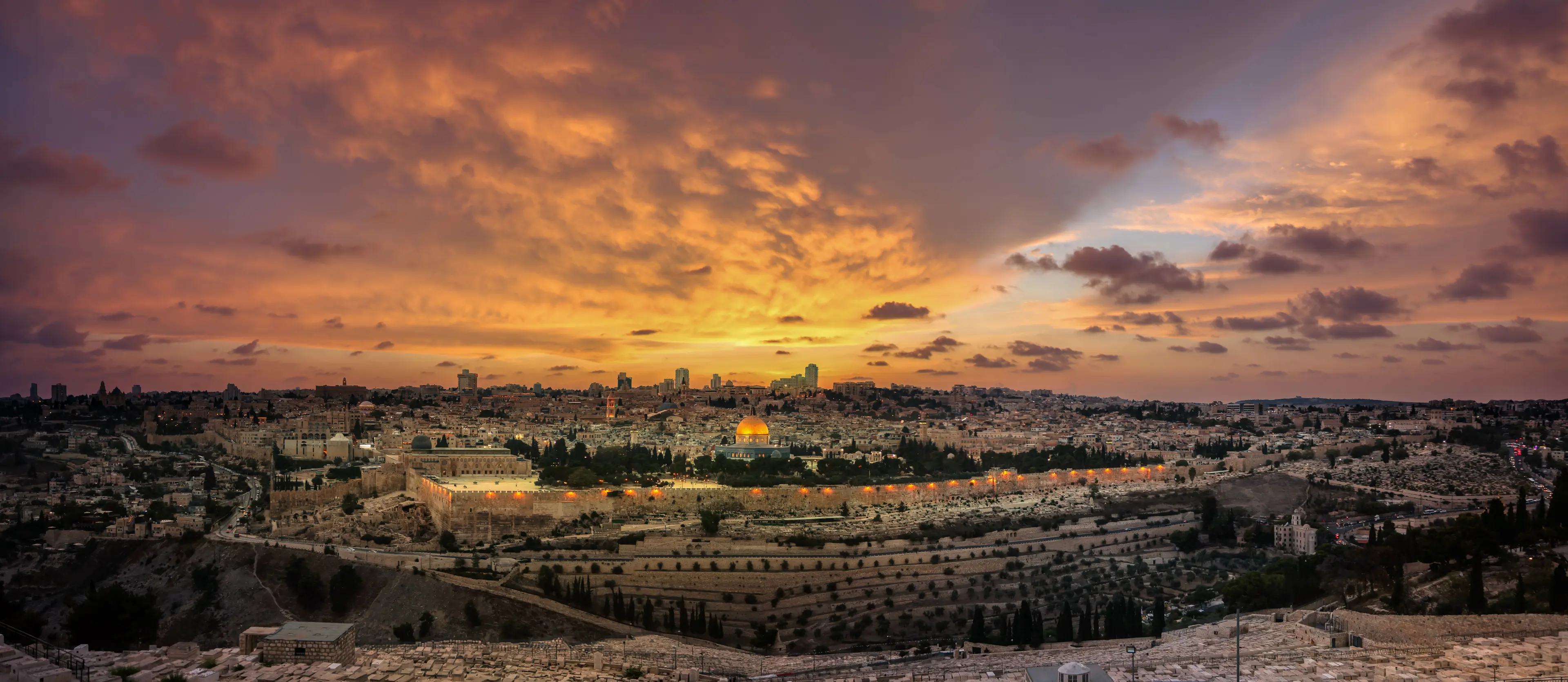 The old city and Temple Mount from the Mount of Olives
