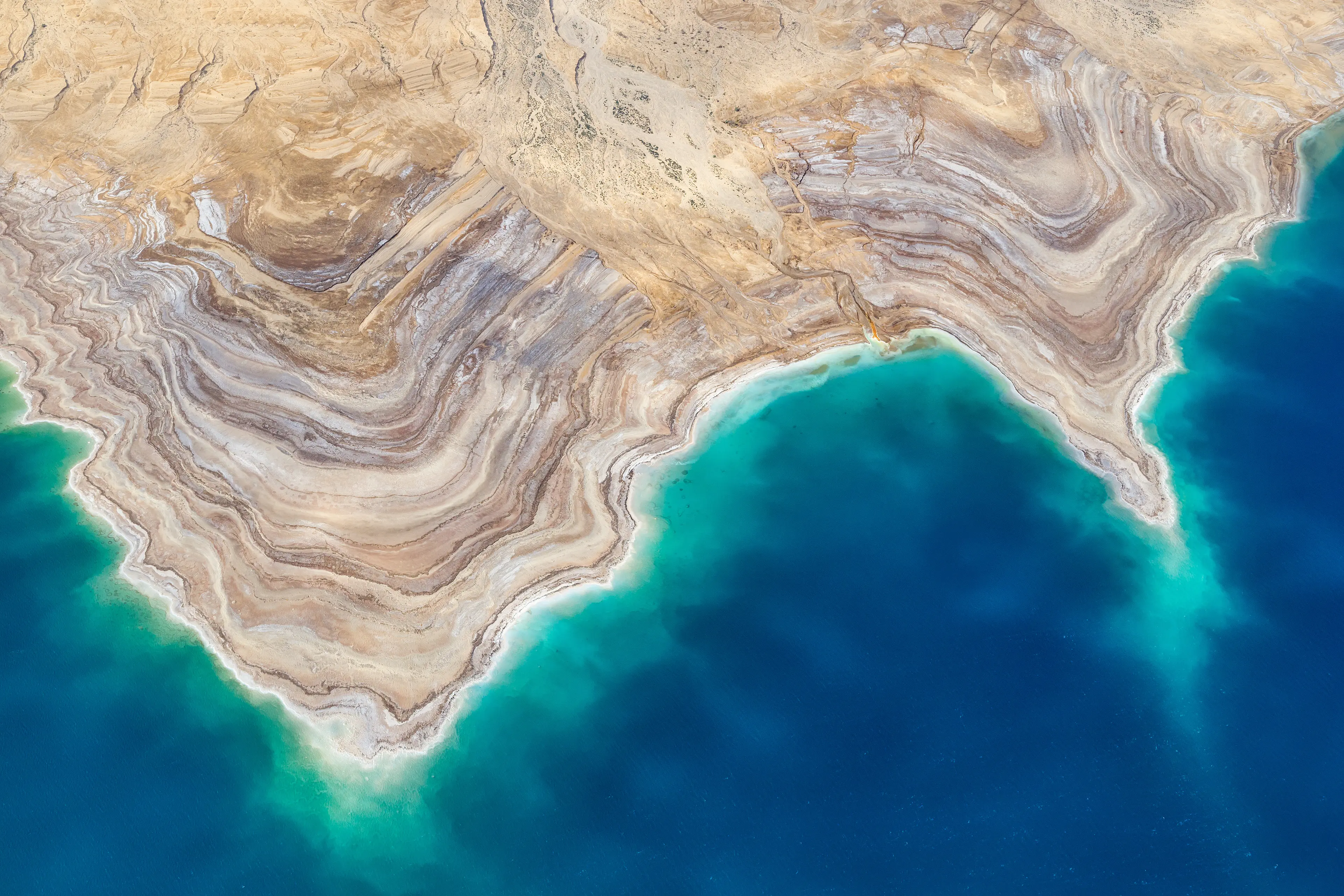 Aerial view of the limestone and salt landscape