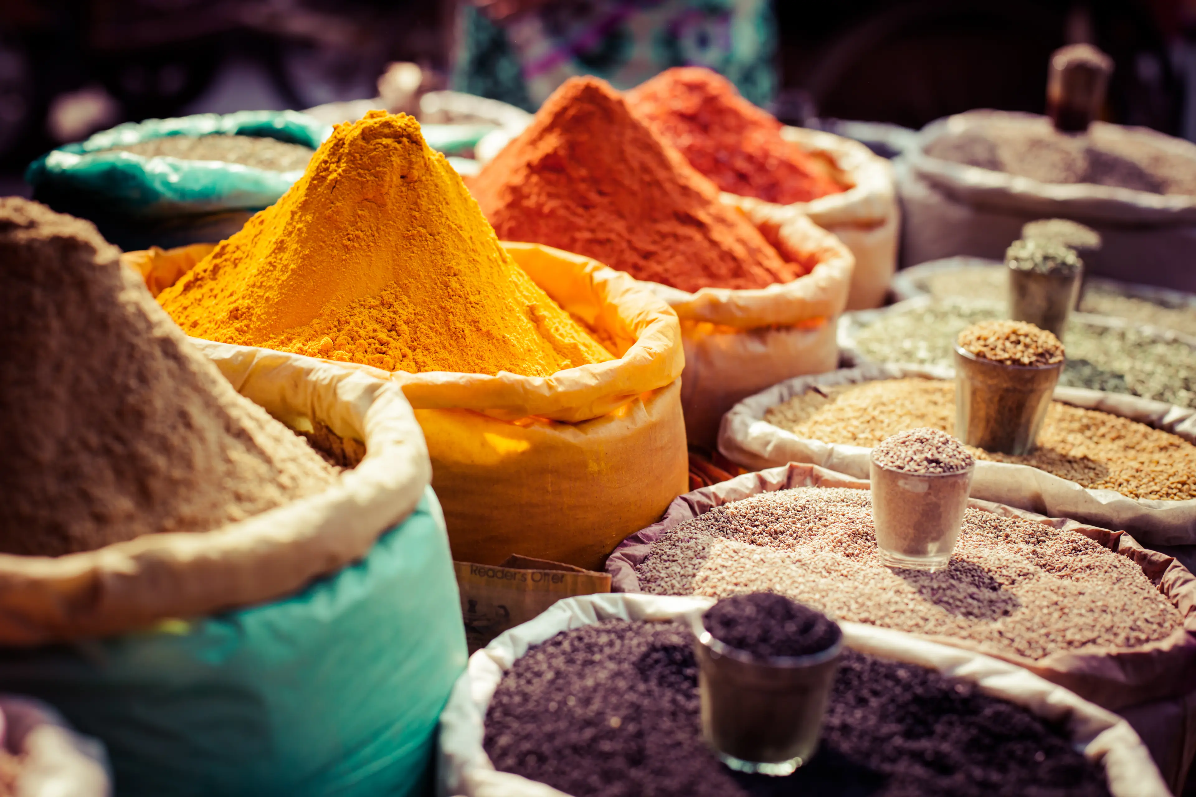Indian colored spices at local market Indian colored spices at local market