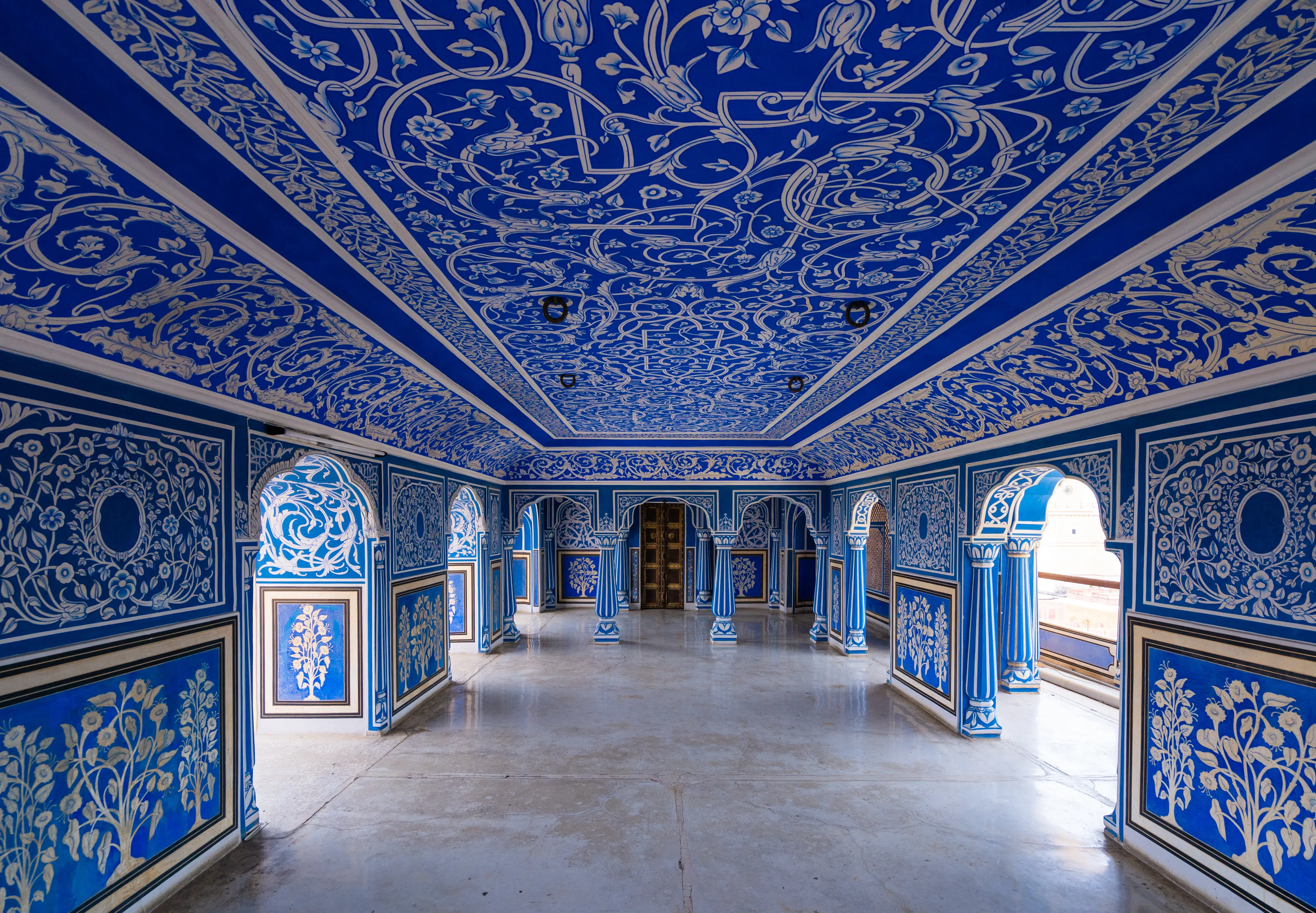 Blue room at Chandra Mahal in City palace, Pink City Blue room at Chandra Mahal in City palace, Pink City