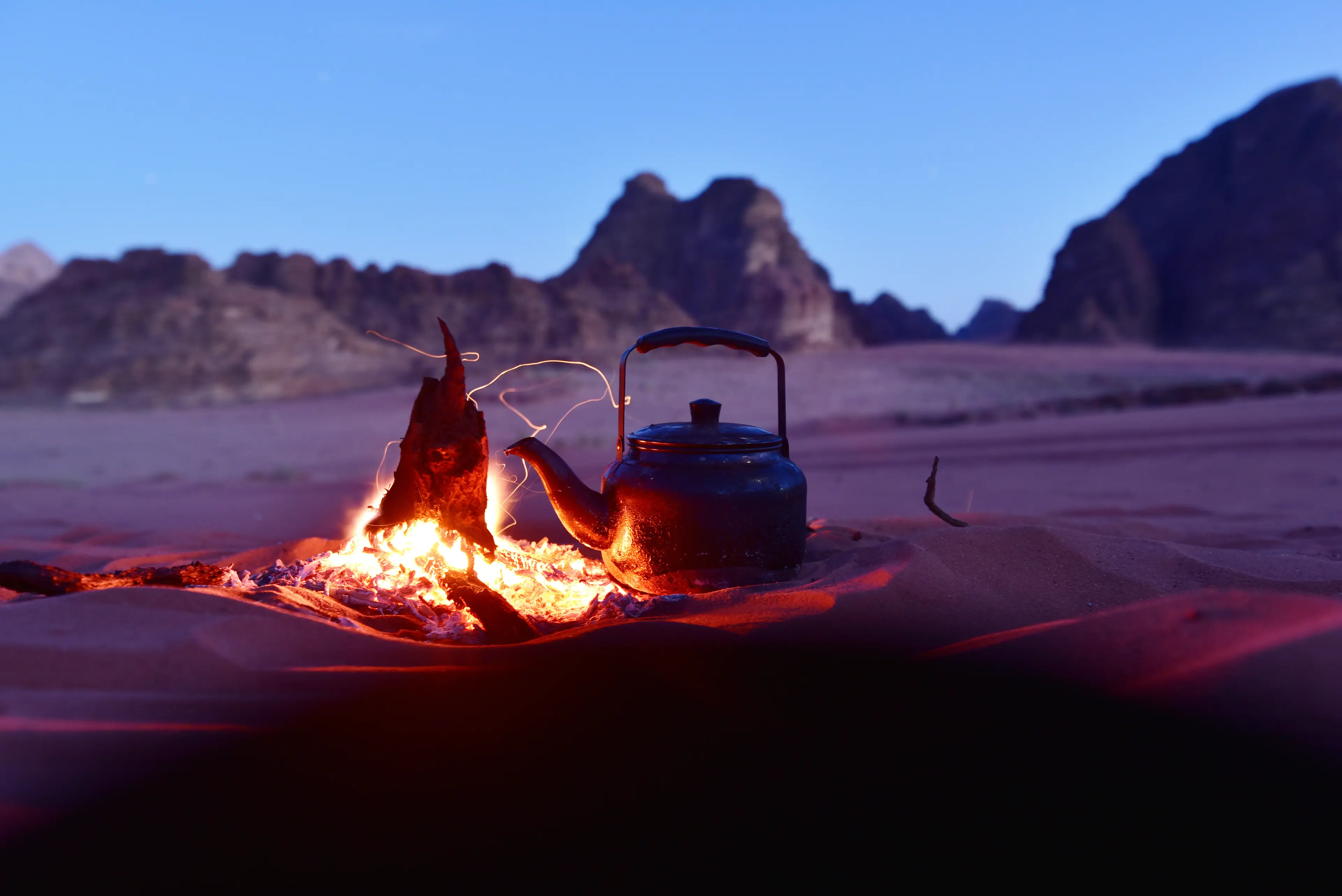 Boiling tea in the desert