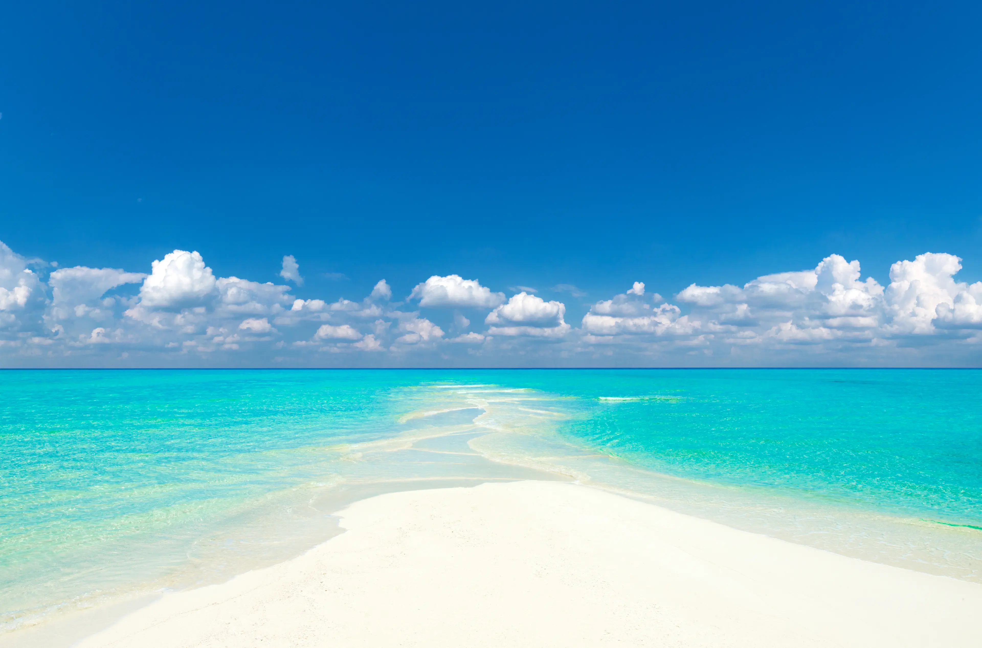 Tropical island with white sandy beach and sea