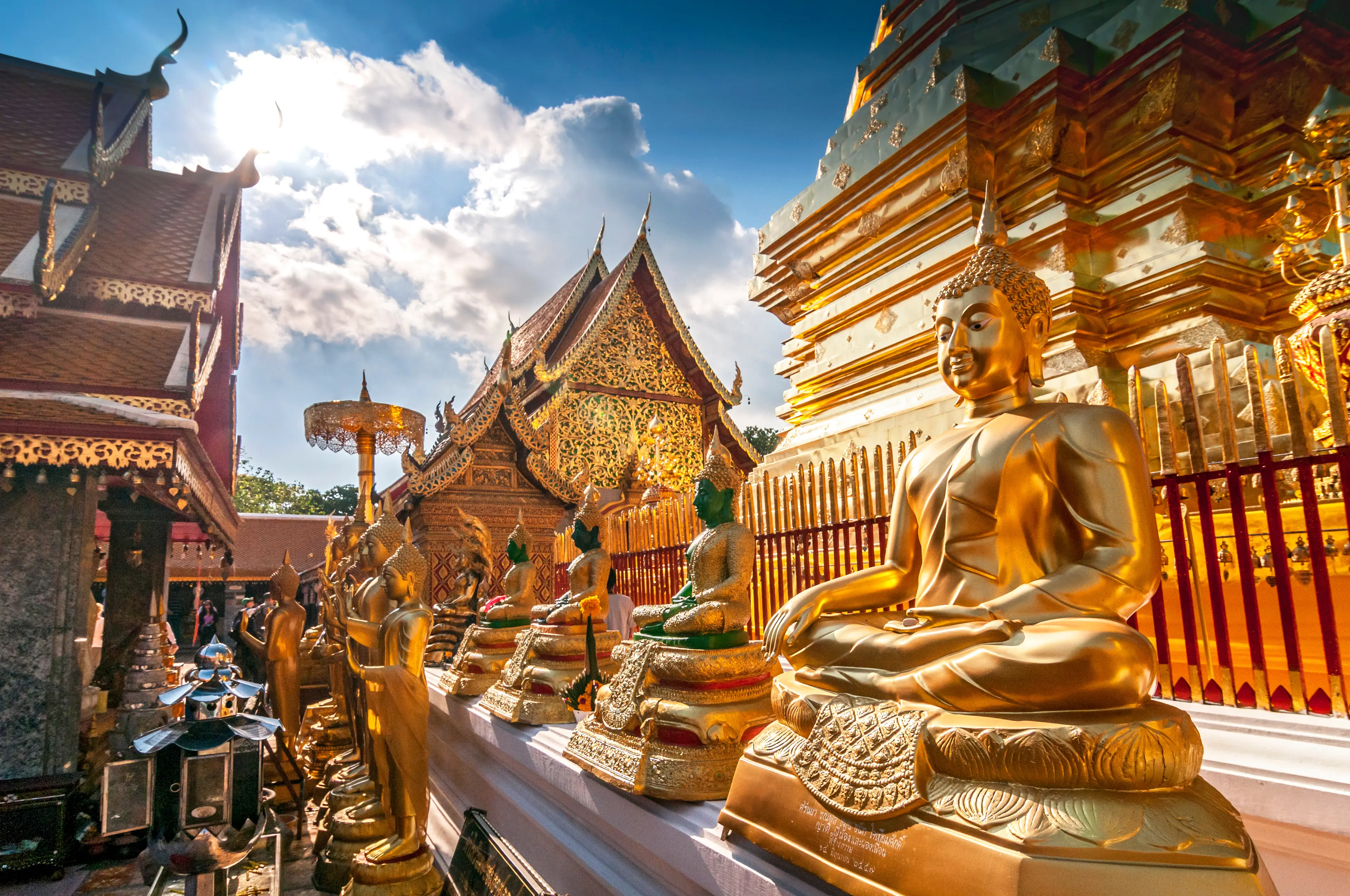 Line of Golden Buddhas at Wat Phrathat Doi Suthep Line of Golden Buddhas at Wat Phrathat Doi Suthep