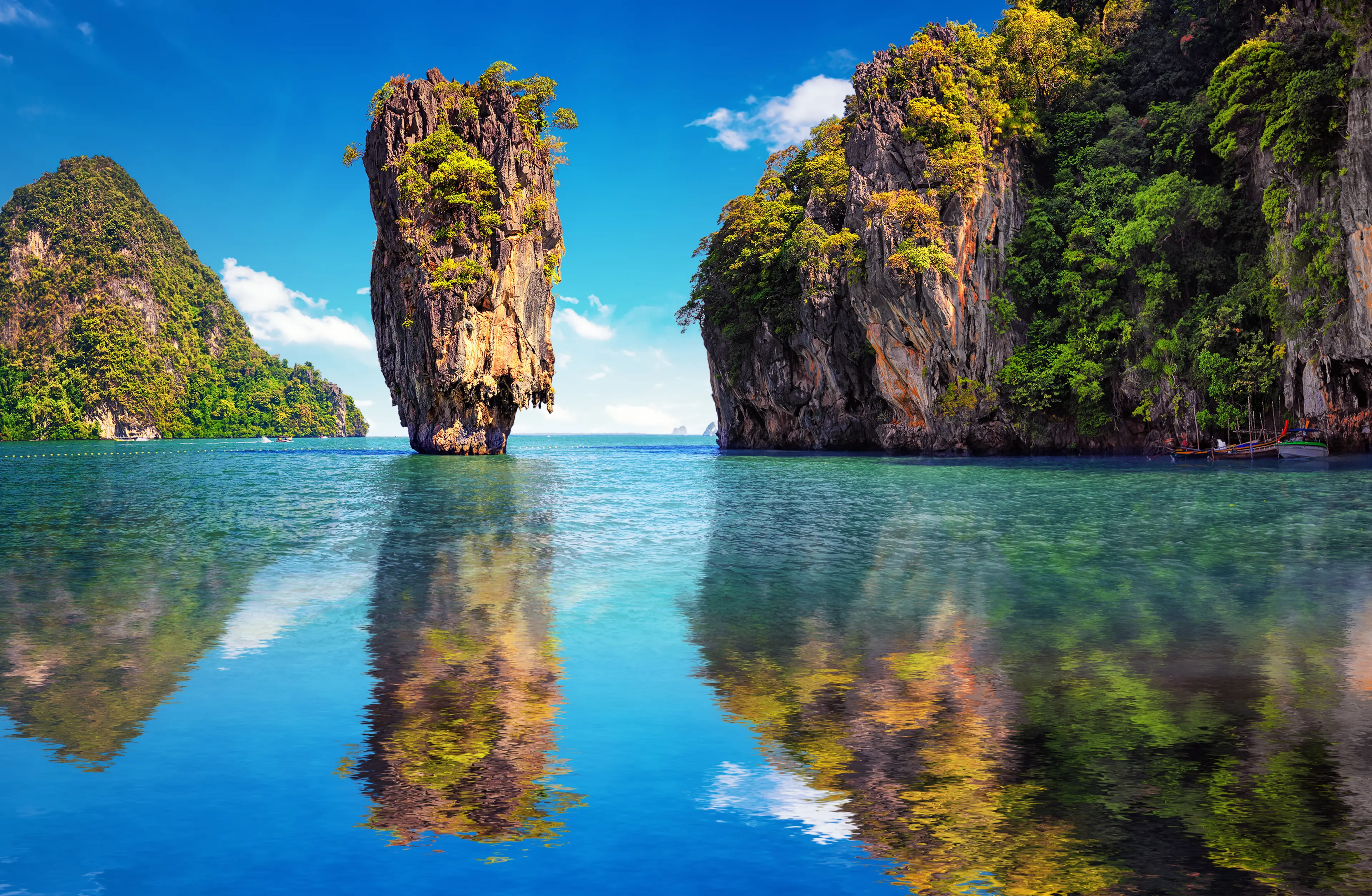 James Bond island reflects in water James Bond island reflects in water