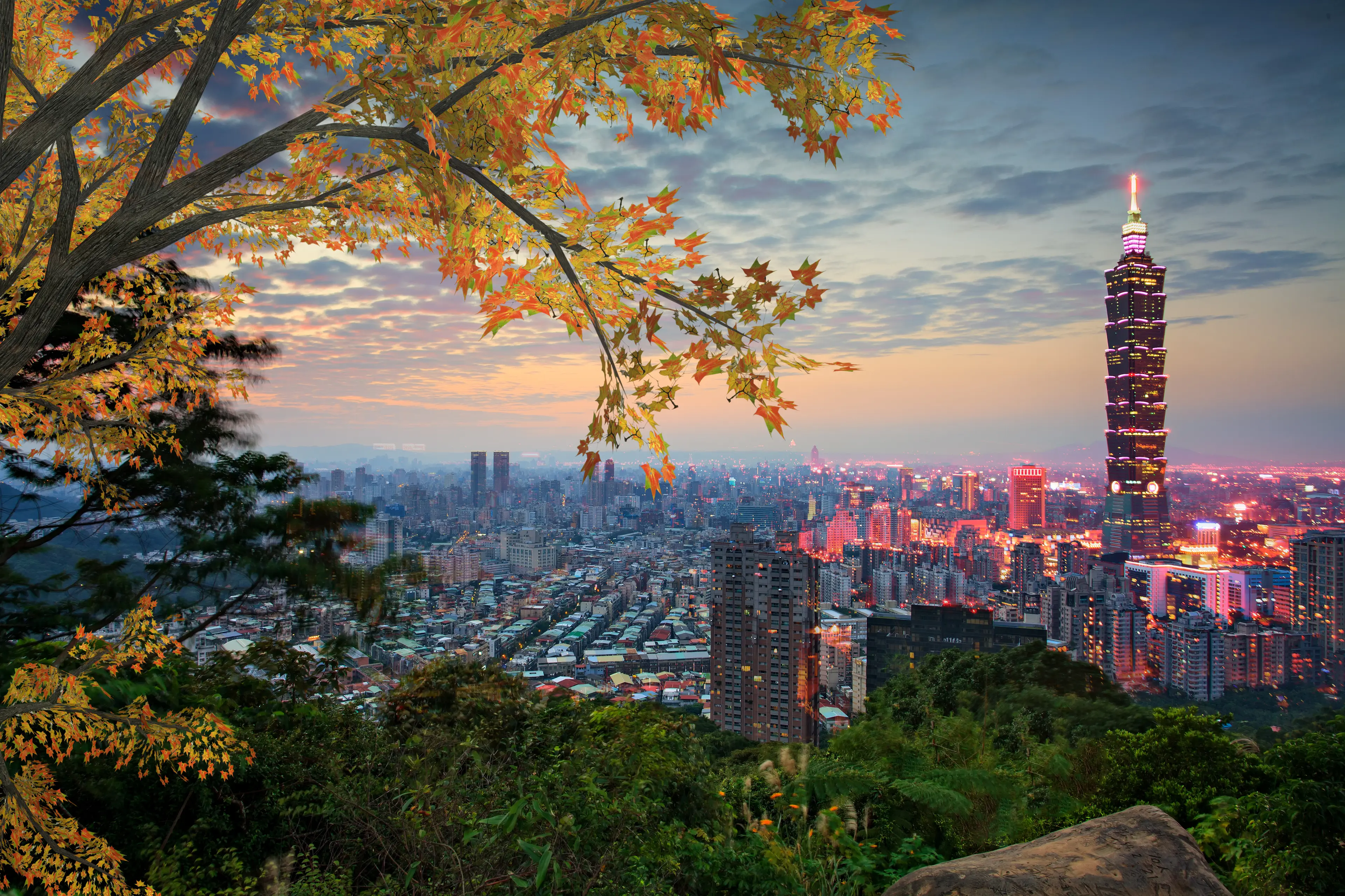 Taipei evening skyline