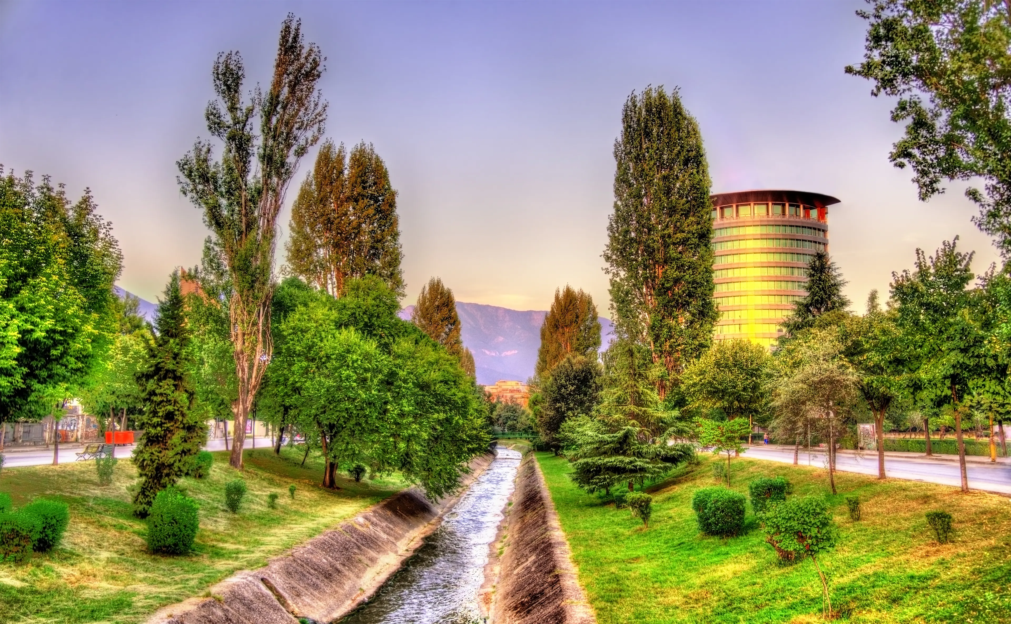 Lana river flowing through city park