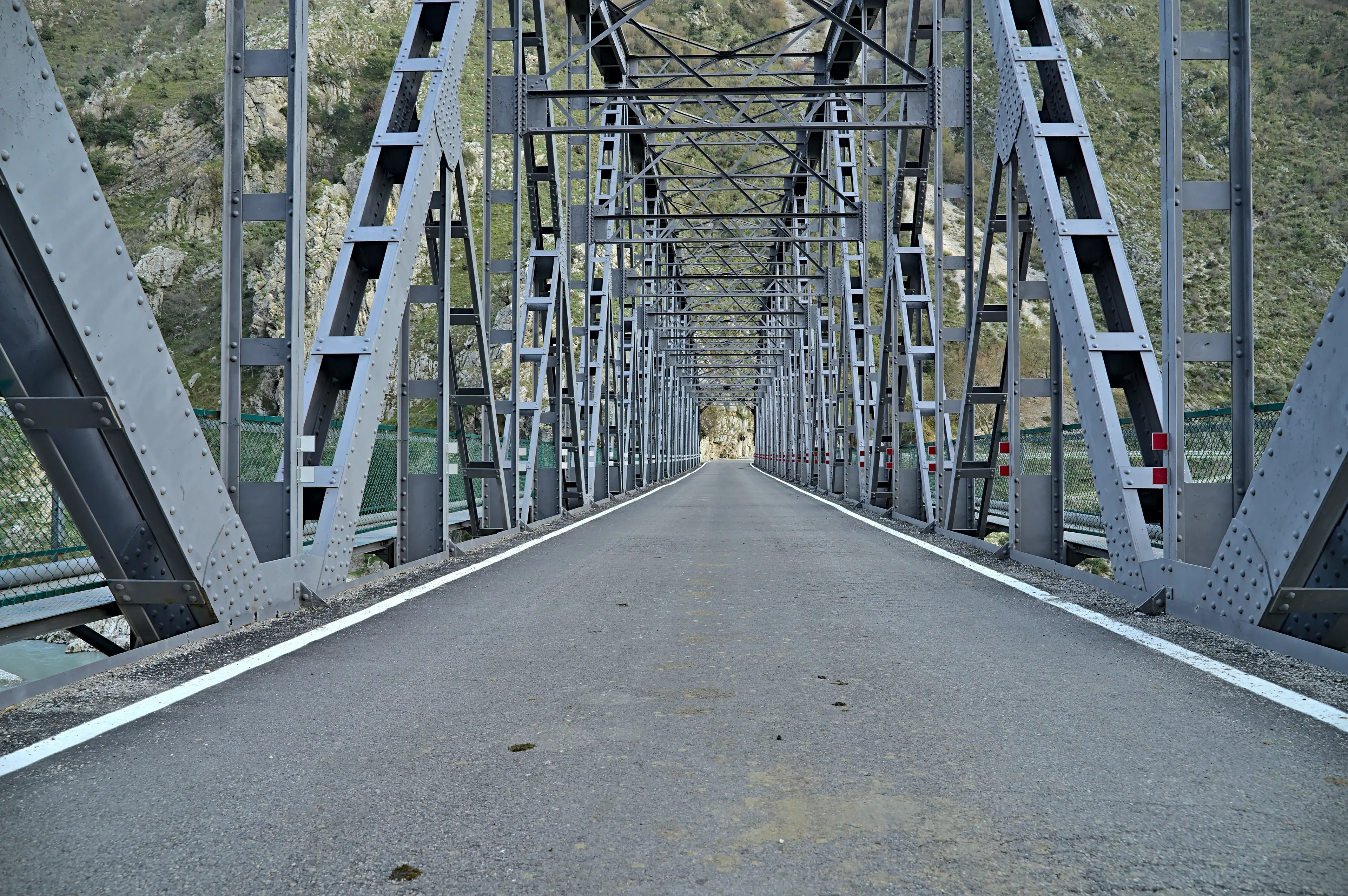 Dragoti Bridge crossing the Vjosa river near the village Dragot.