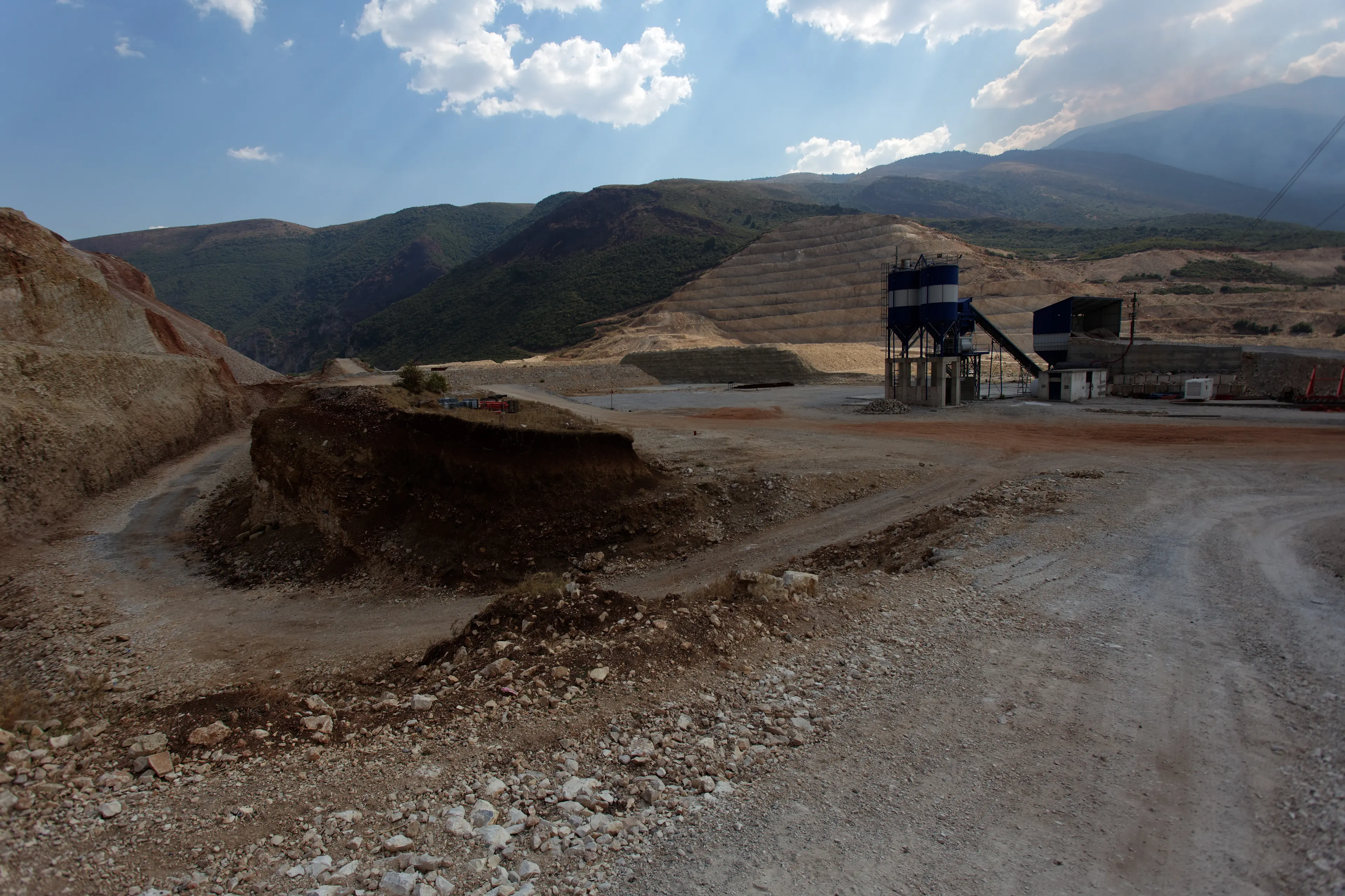 Construction site for the hydro power dam on the Vjose River.