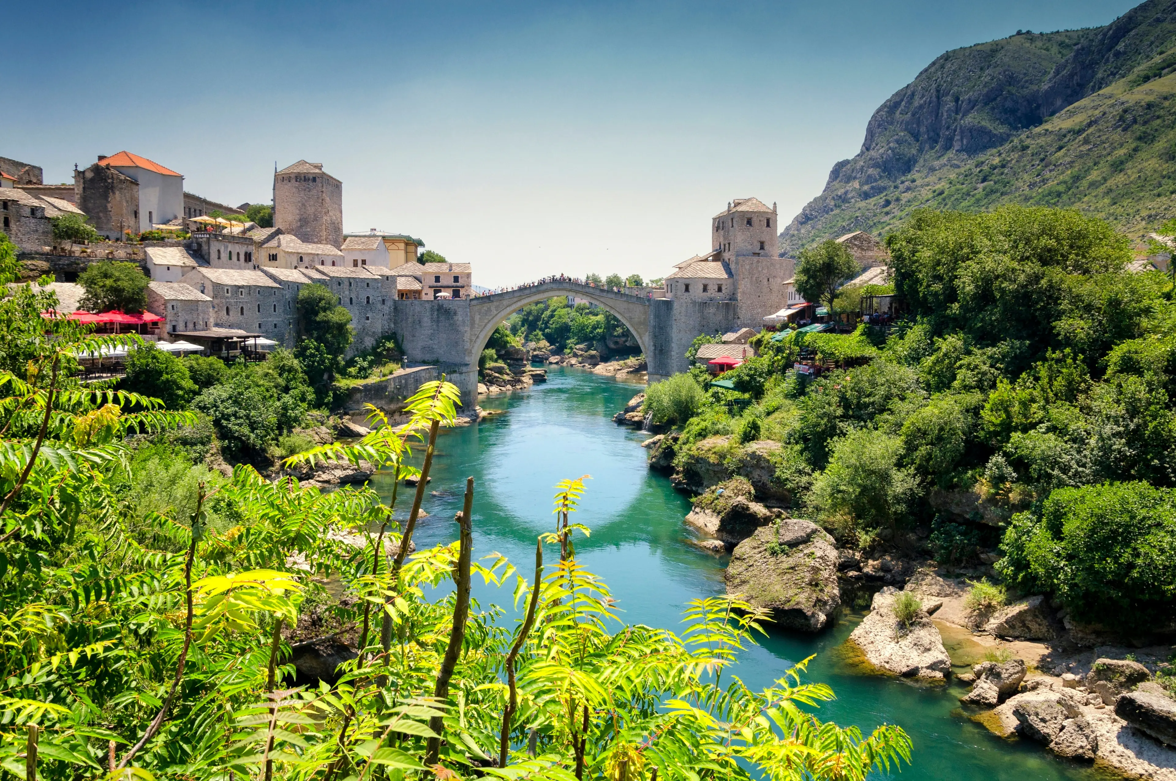 View on Old Bridge in Mostar