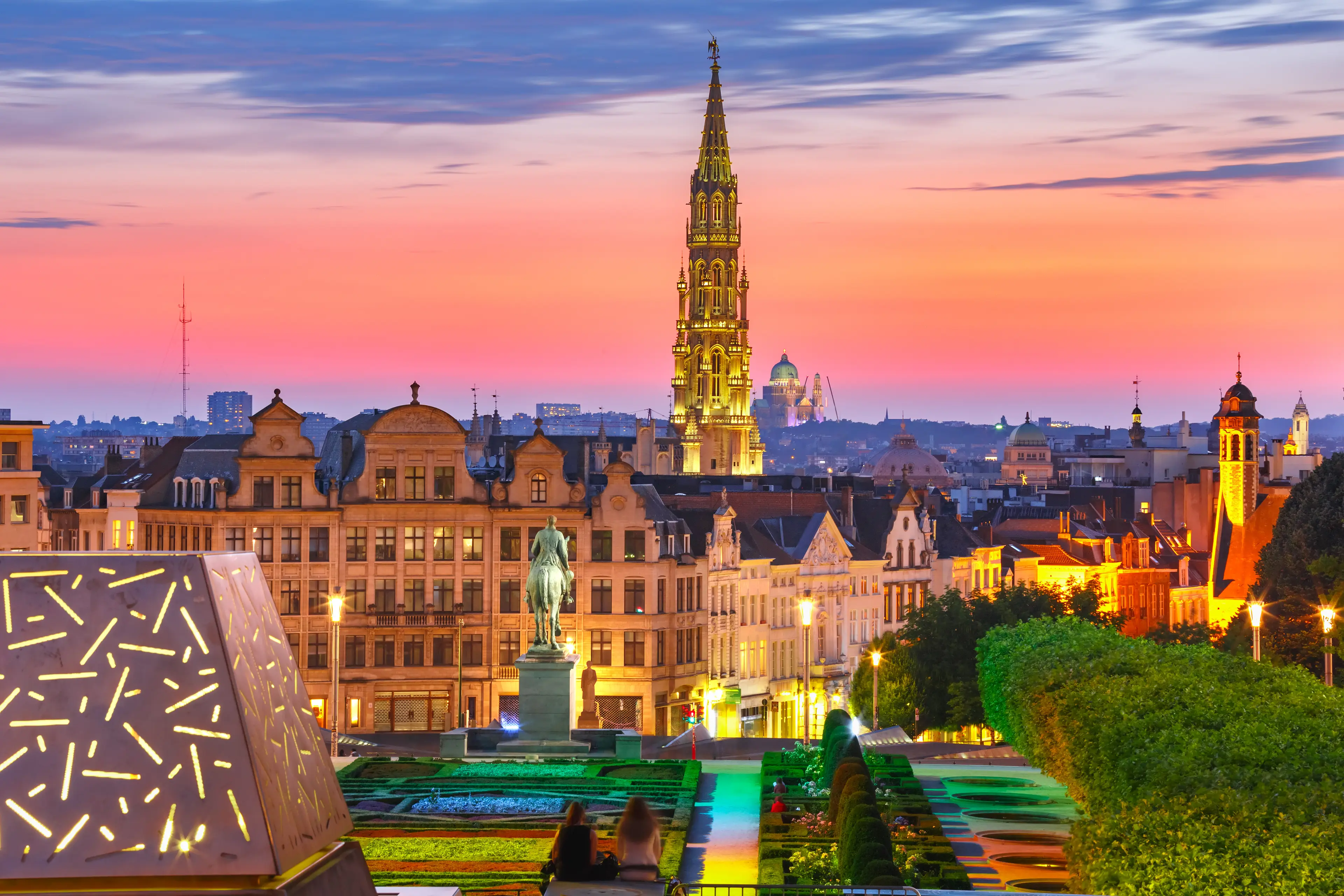 City Hall and Mont des Arts area at sunset City Hall and Mont des Arts area at sunset