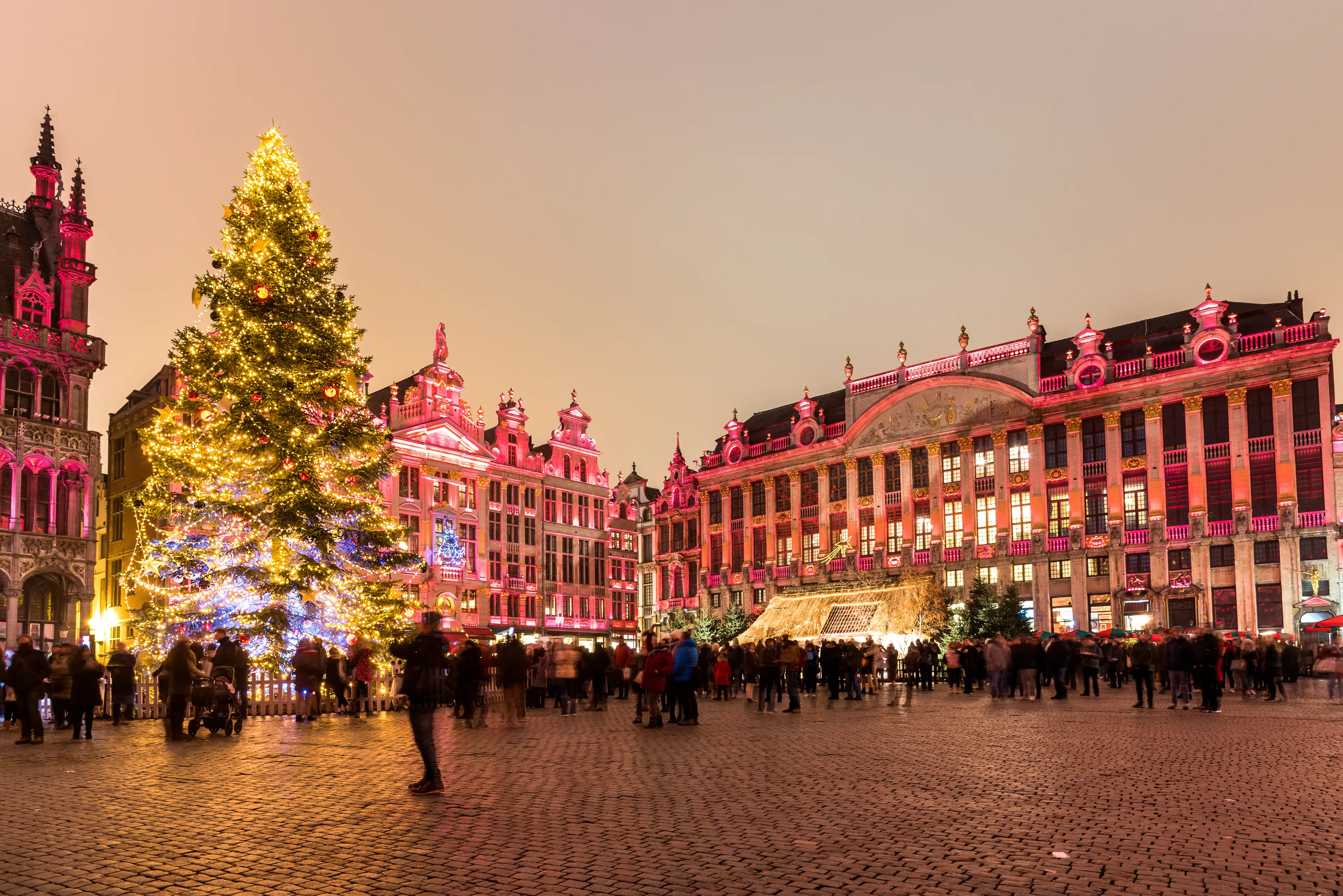 Grand Place decorated and illuminated for Christmas