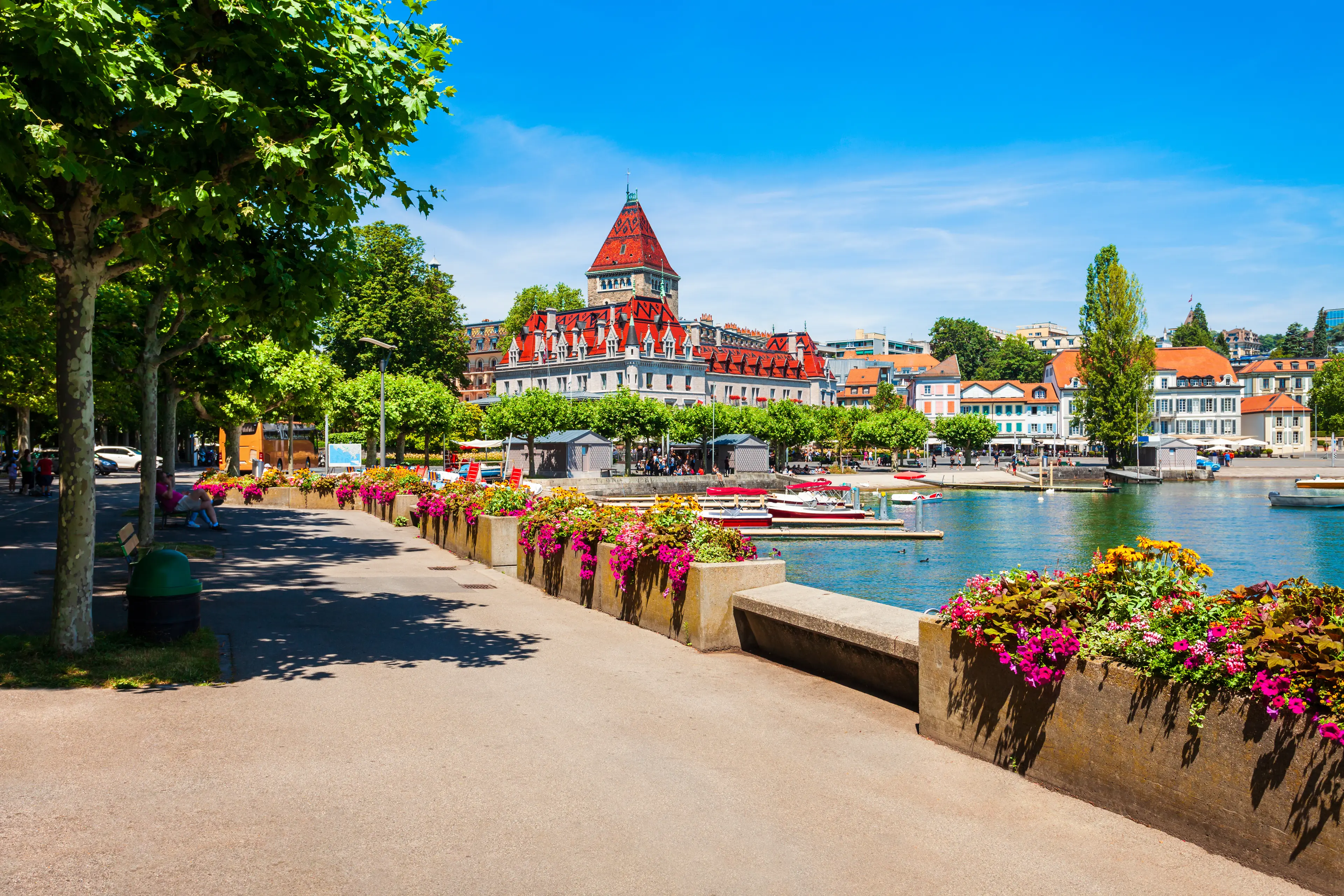 Ouchy Castle promenade, Geneva Lake Ouchy Castle promenade, Geneva Lake