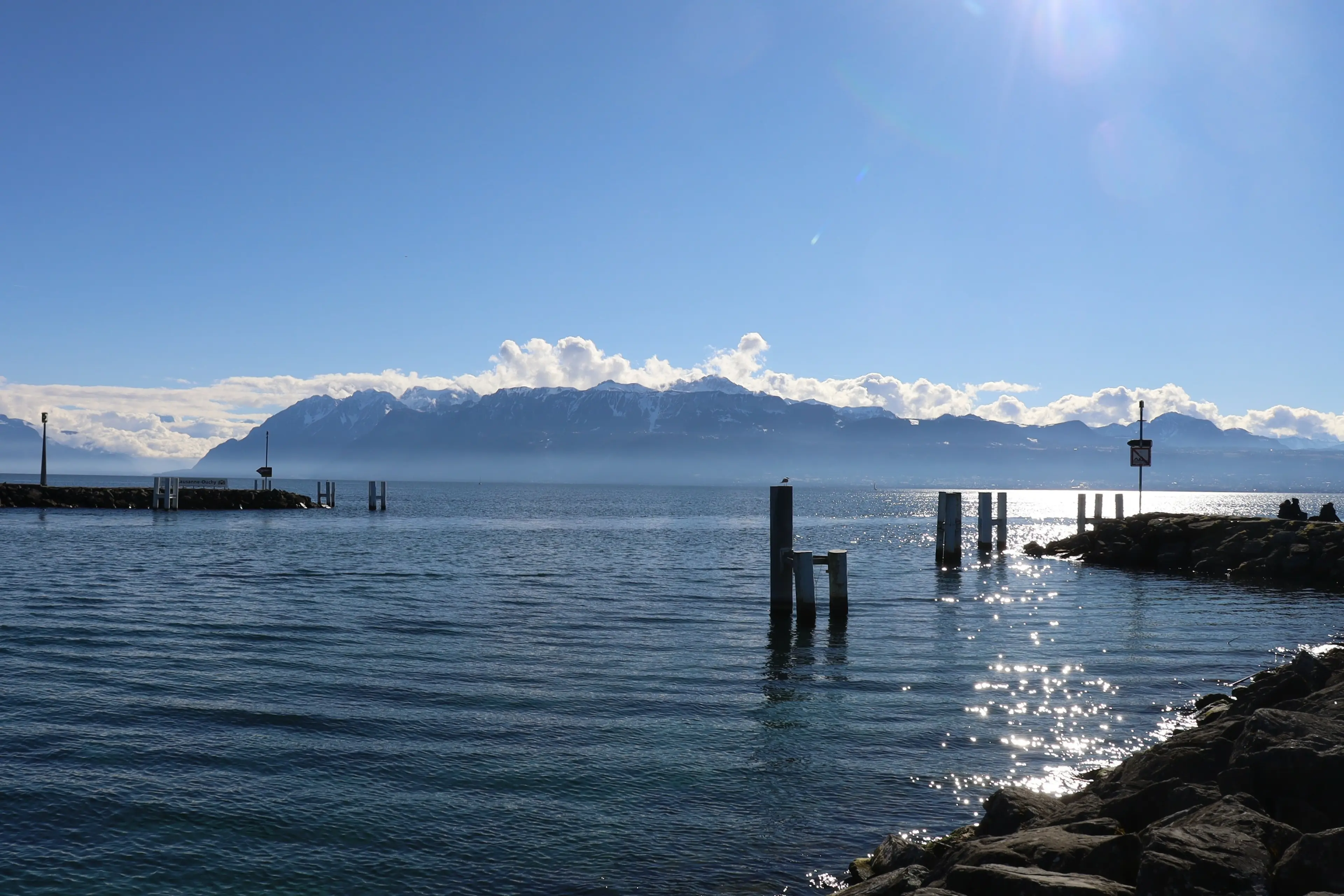 Lake Geneva seen from the port of Ouchy Lake Geneva seen from the port of Ouchy
