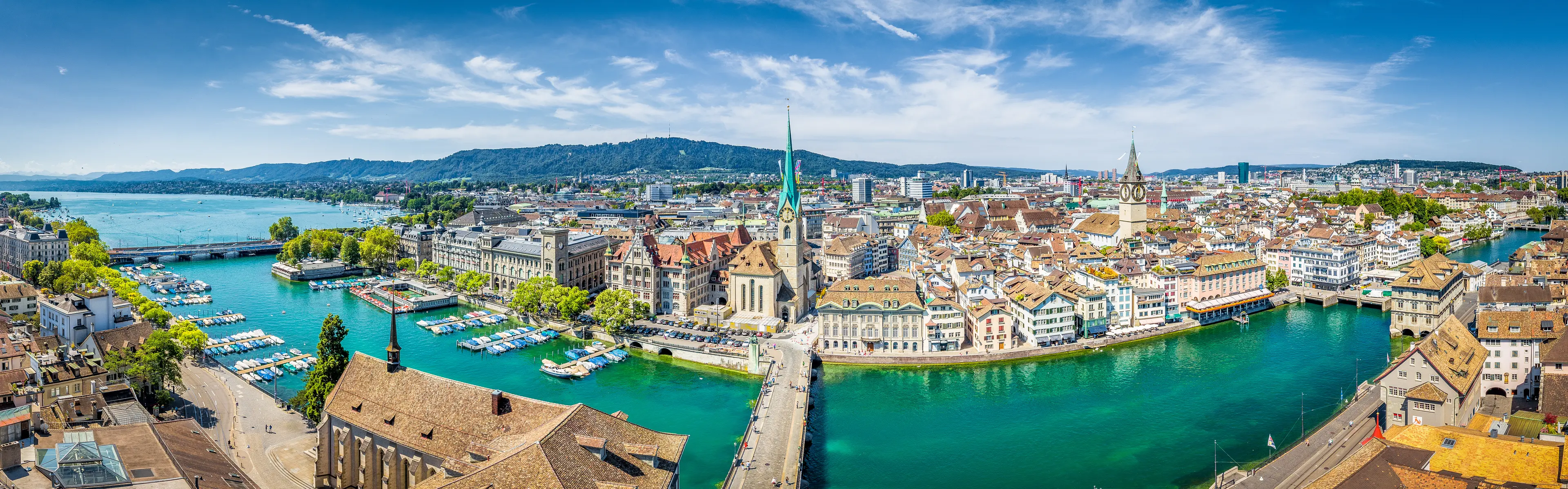 Skyline panorama with river Limmat