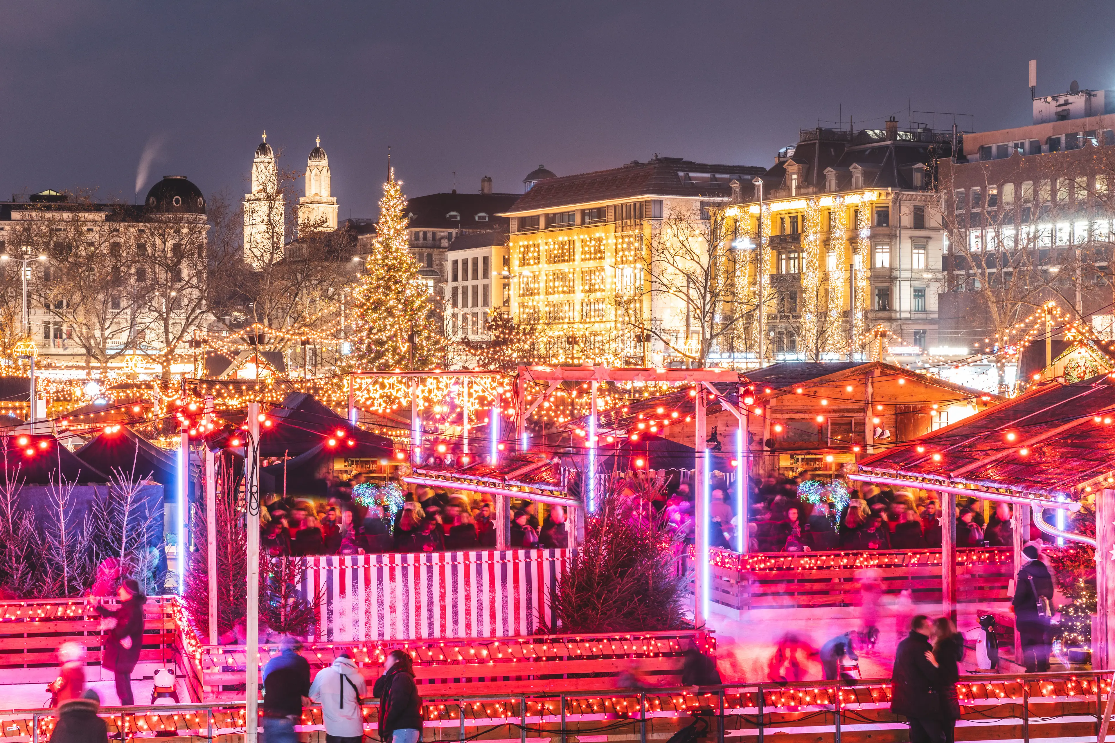Festive Christmas markets at night Festive Christmas markets at night