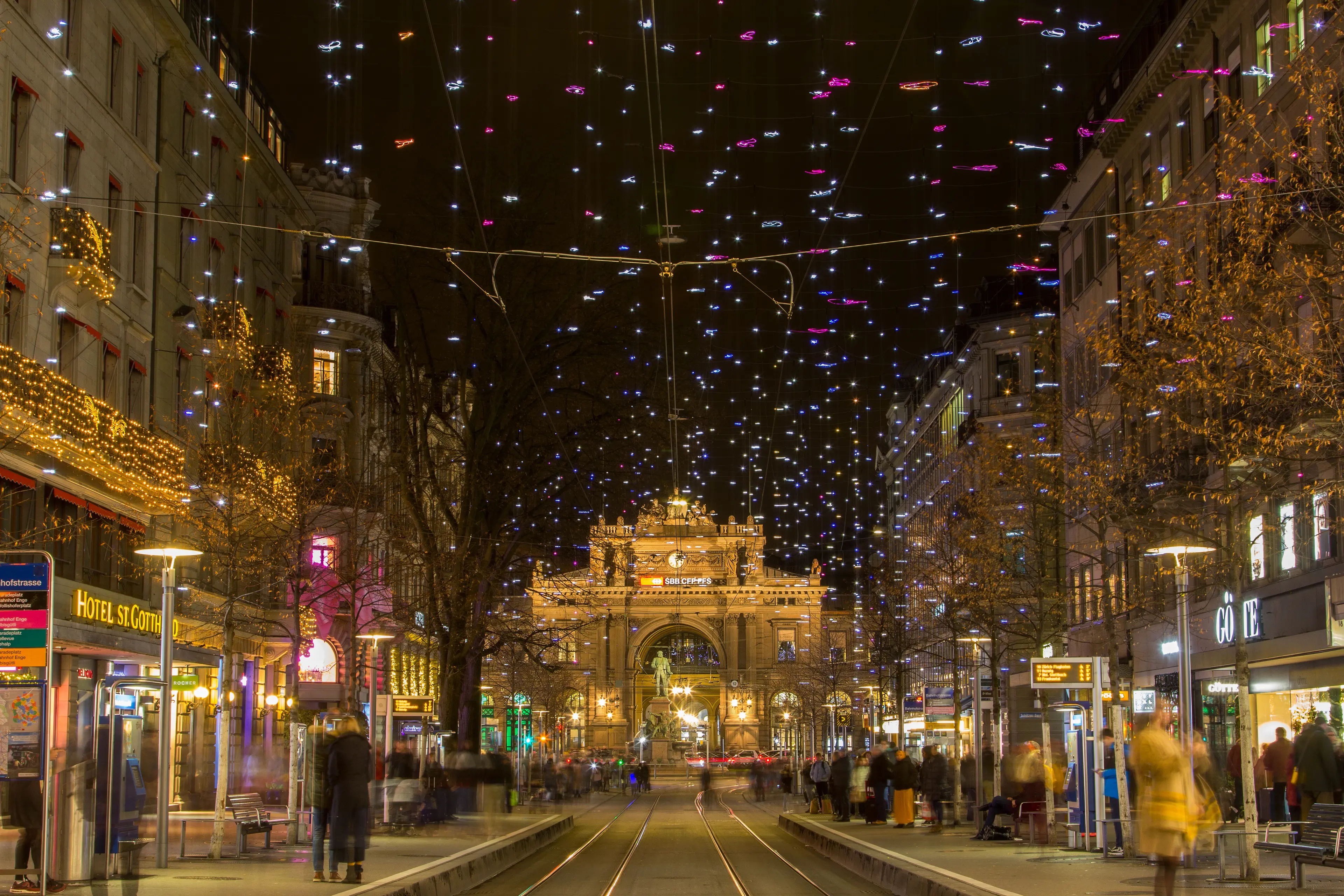 The Christmas illumination on the Bahnhofstrasse The Christmas illumination on the Bahnhofstrasse