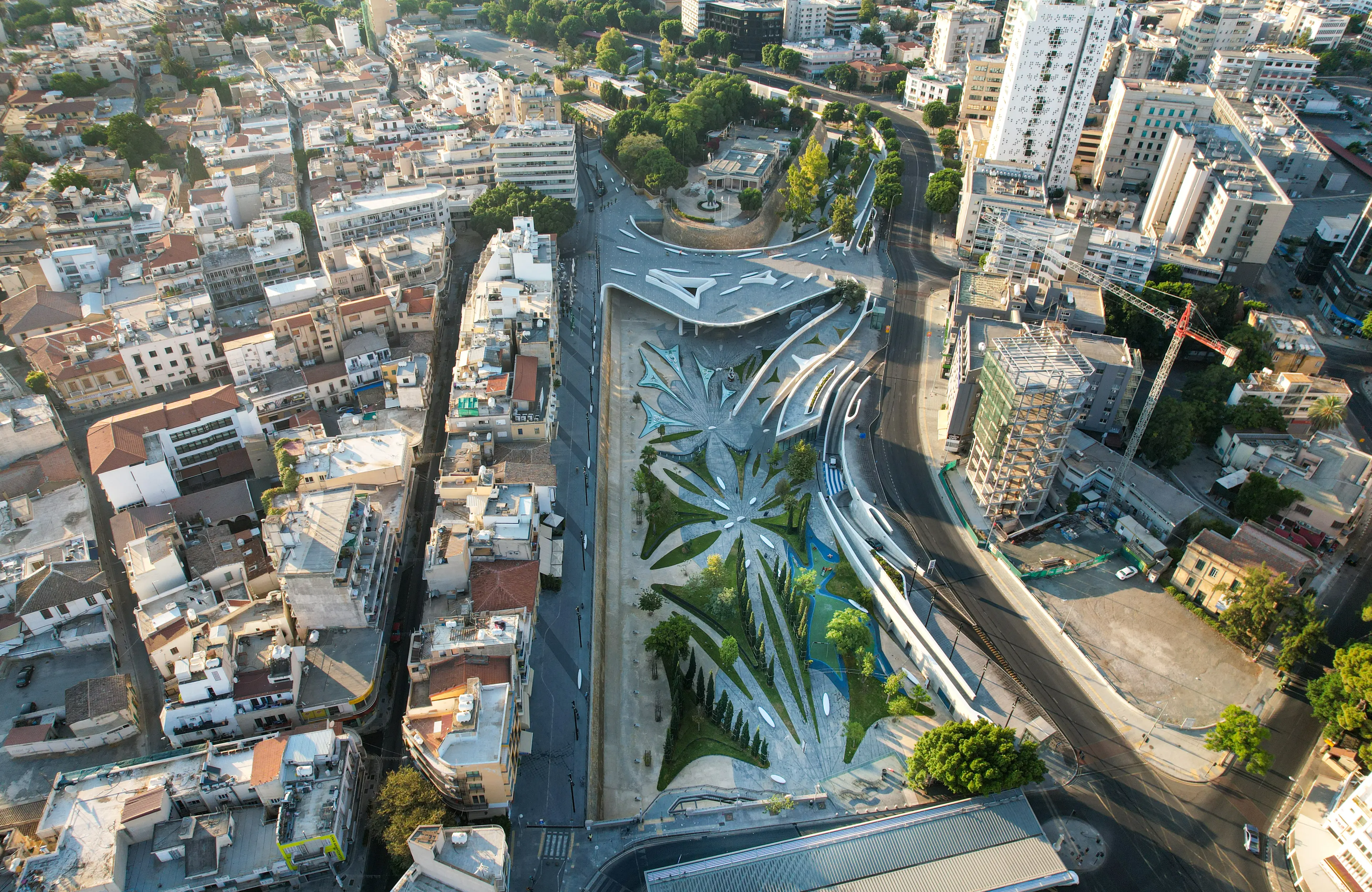 Cityscape and Eleftheria square with modern futuristic architecture Cityscape and Eleftheria square with modern futuristic architecture