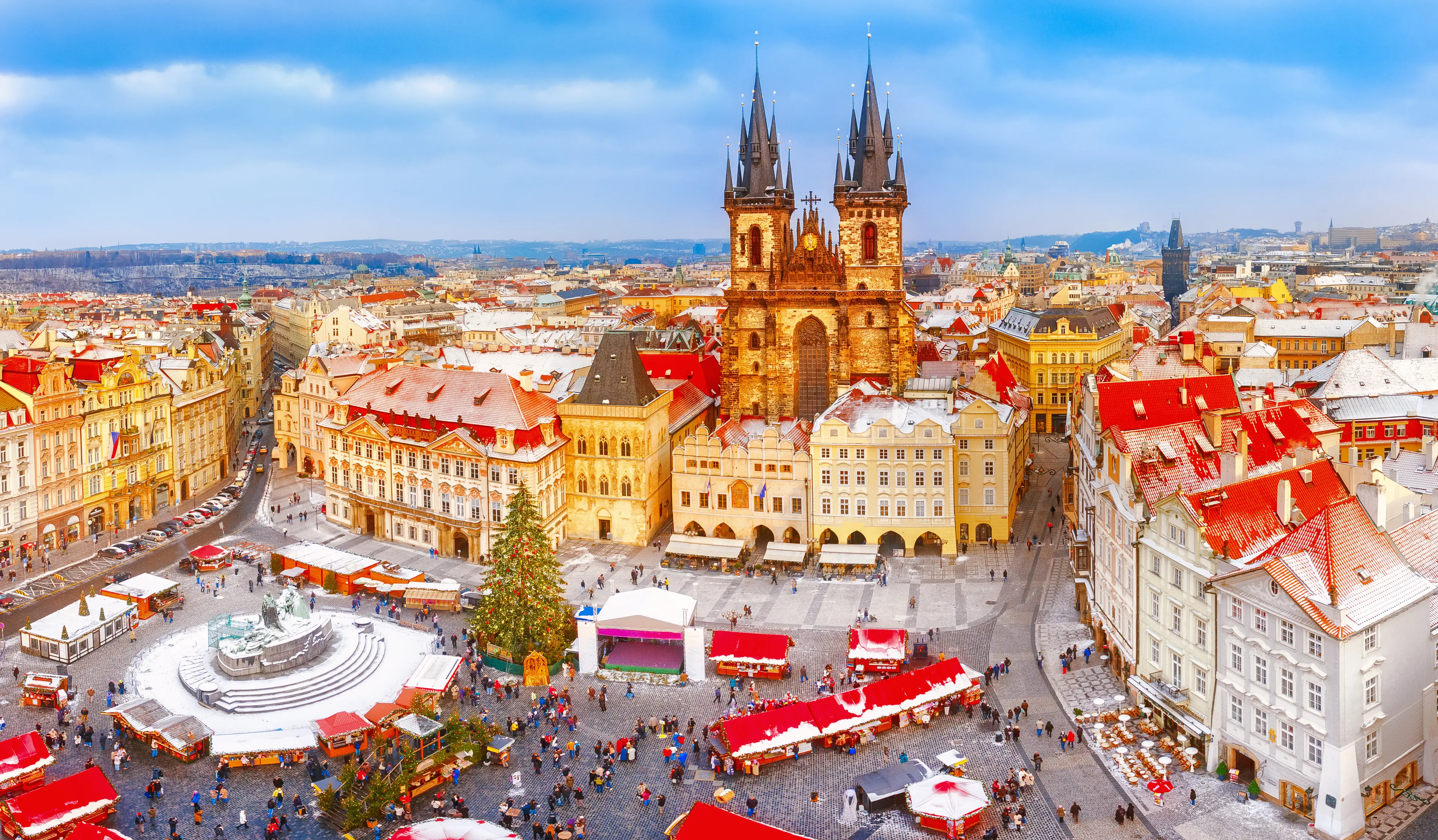 Panoramic aerial view of Chrismtas market