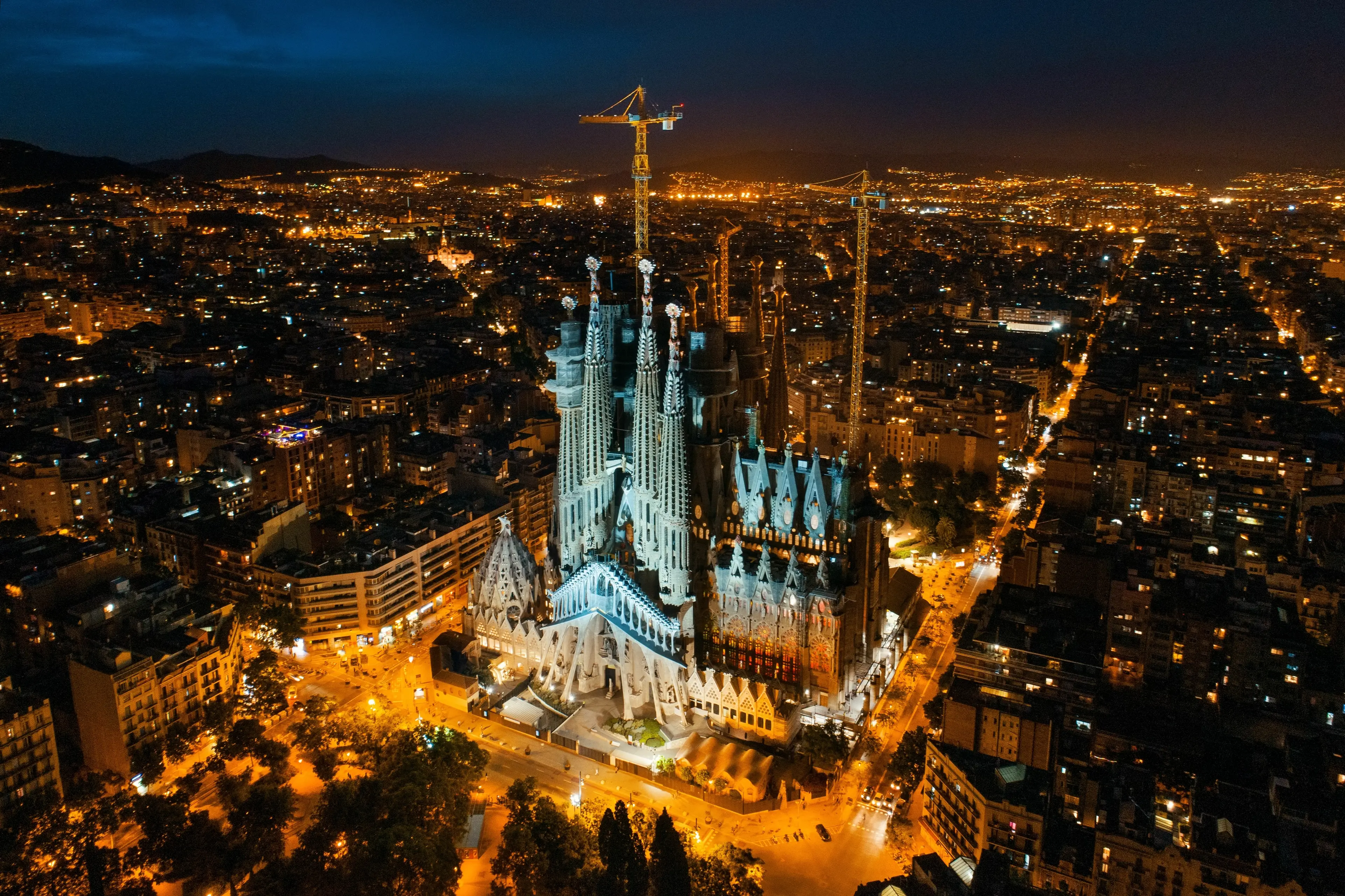 Aerial view of Sagrada Familia