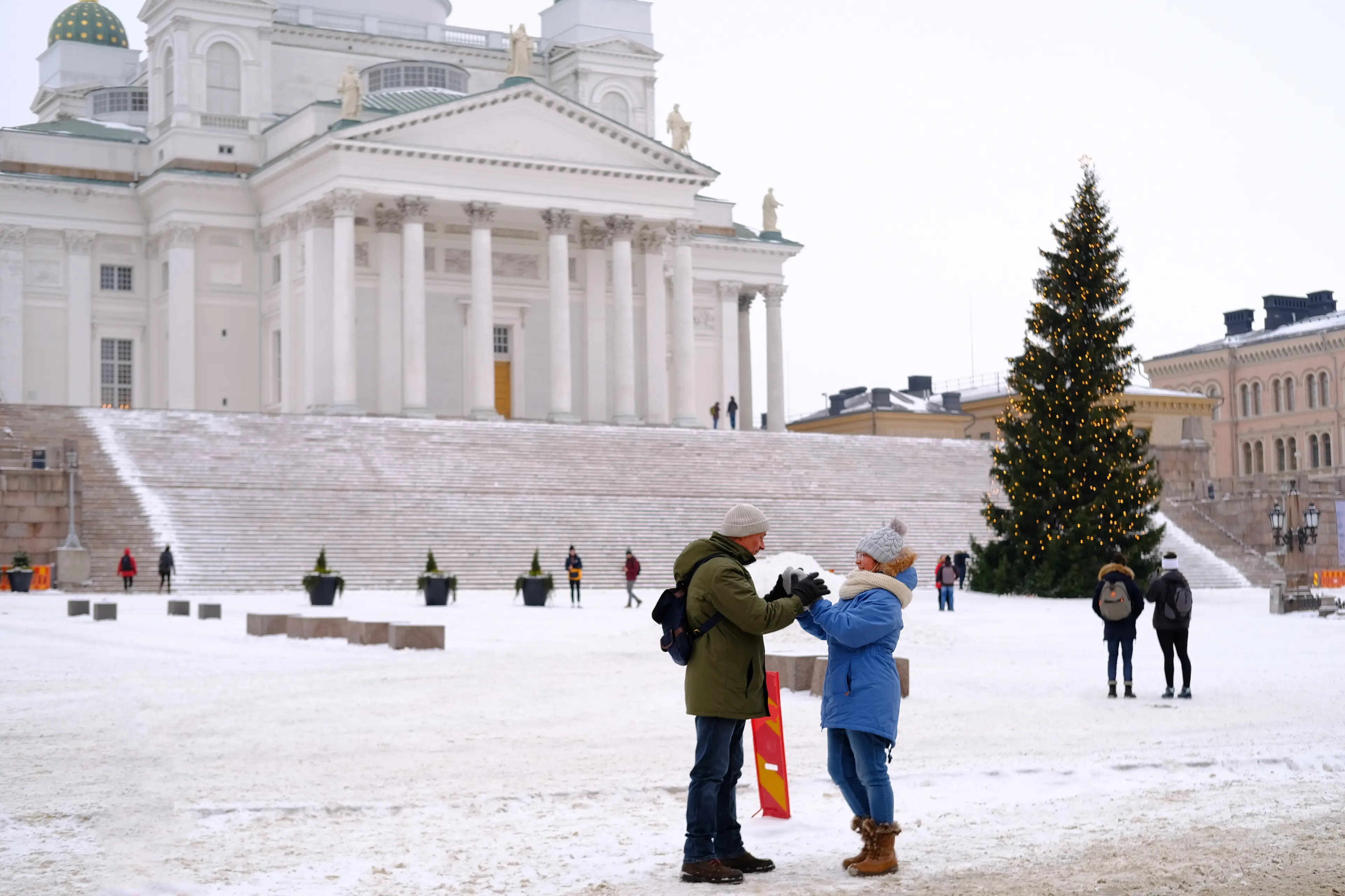 Helsinki Cathedral and Statue Of Emperor Alexander II Of Russia