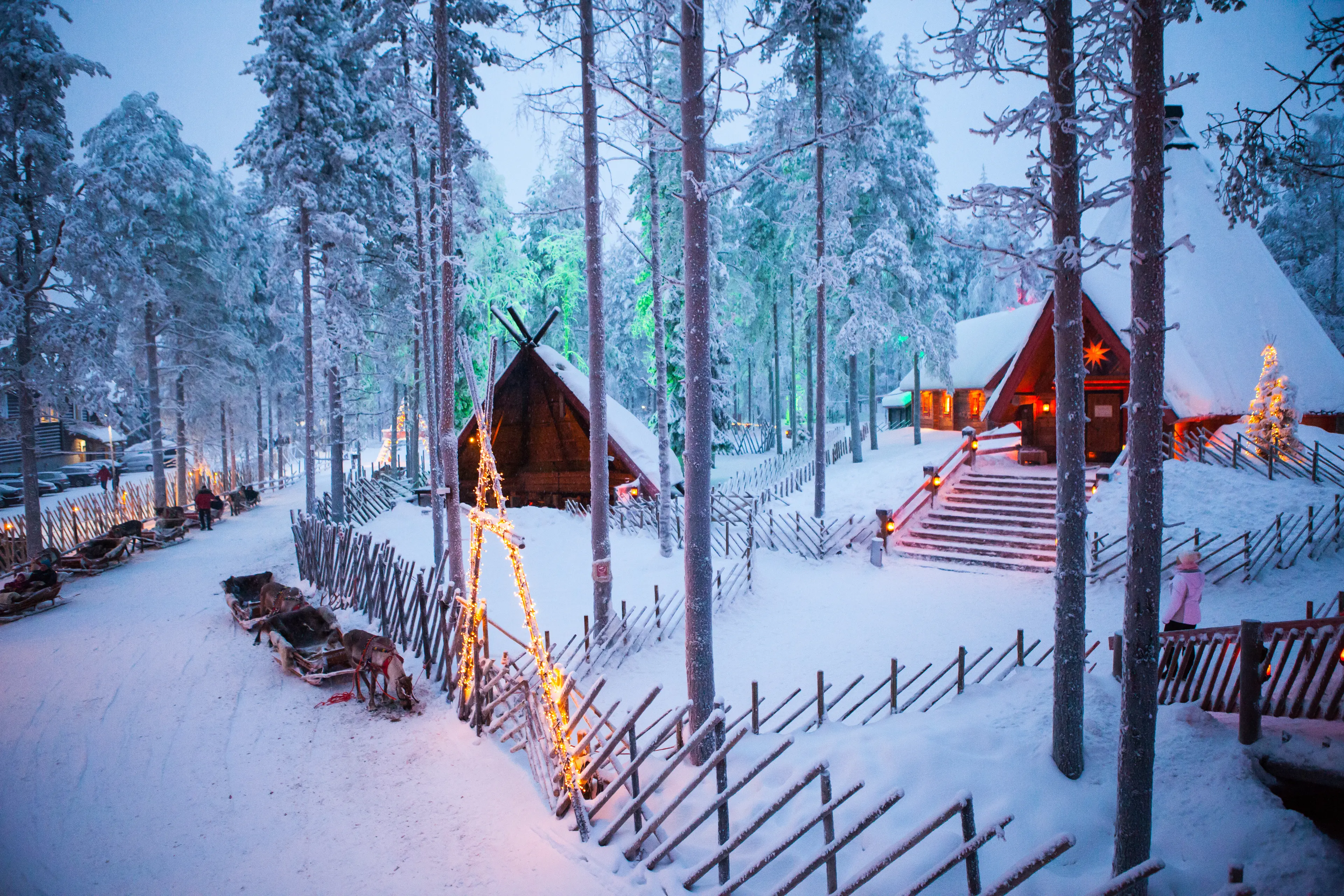 Beautiful wooden bridge with lanterns