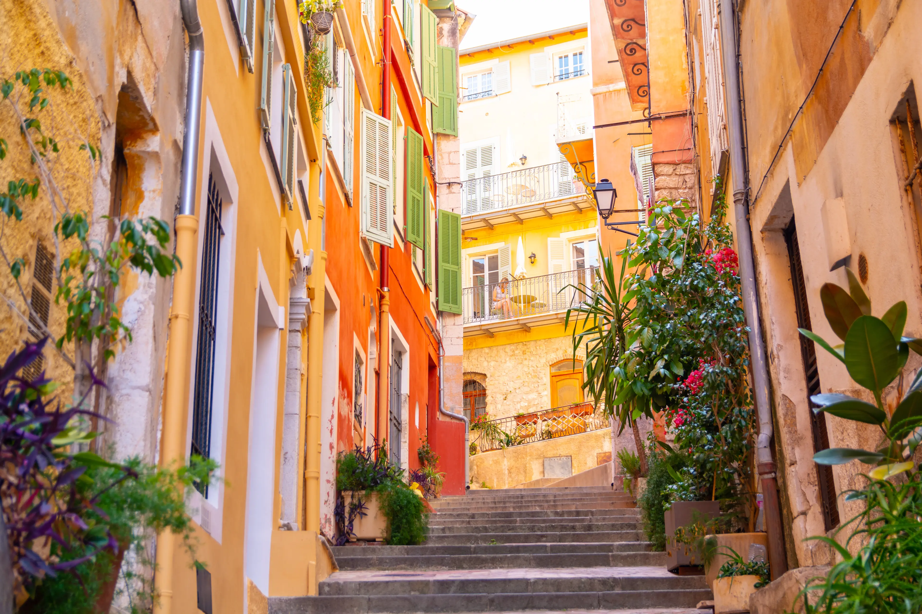 Colorful buildings on french riviera Colorful buildings on french riviera