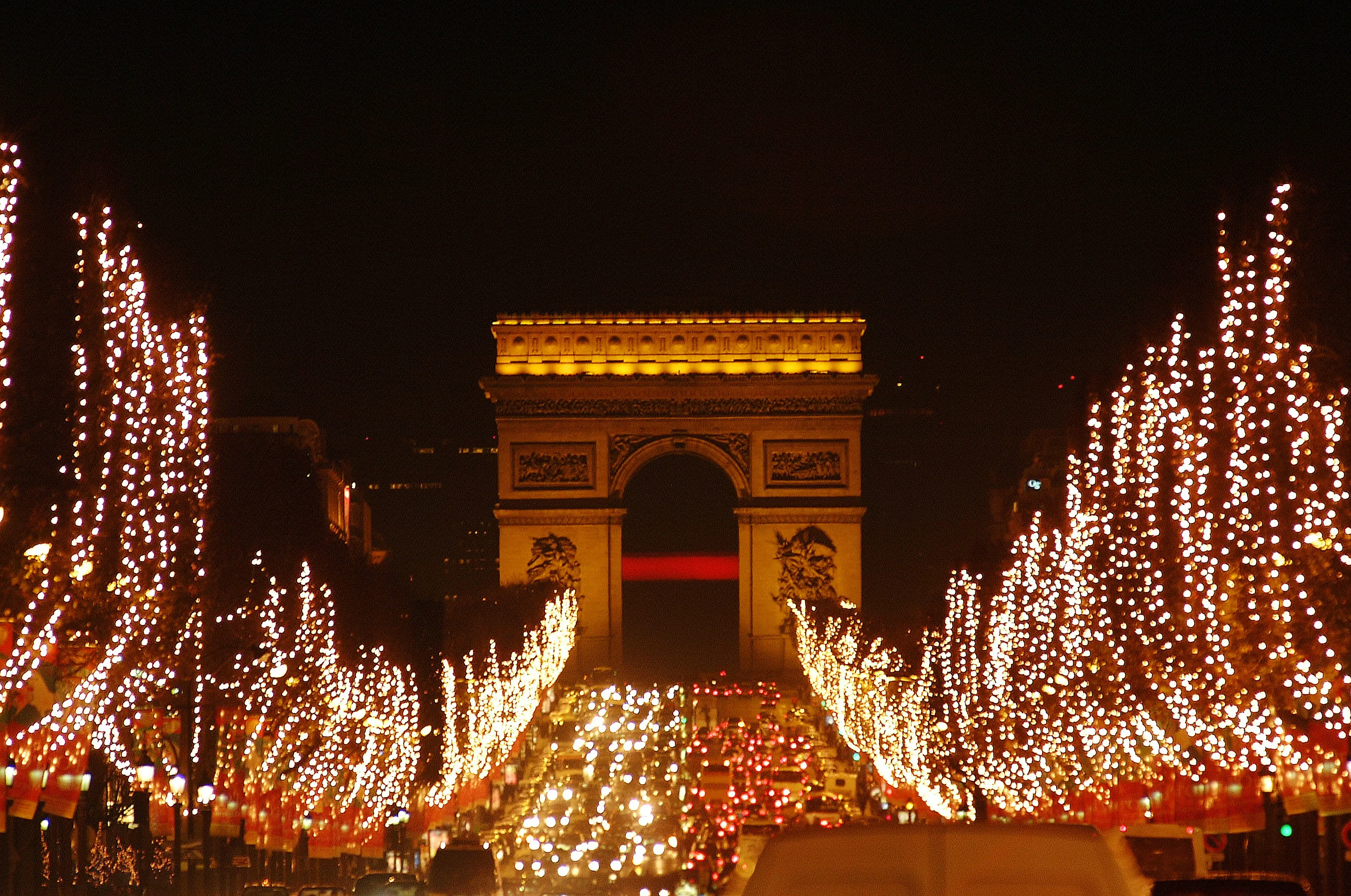 Arc de Triomphe and Christmas Illuminations on Champs Elysees