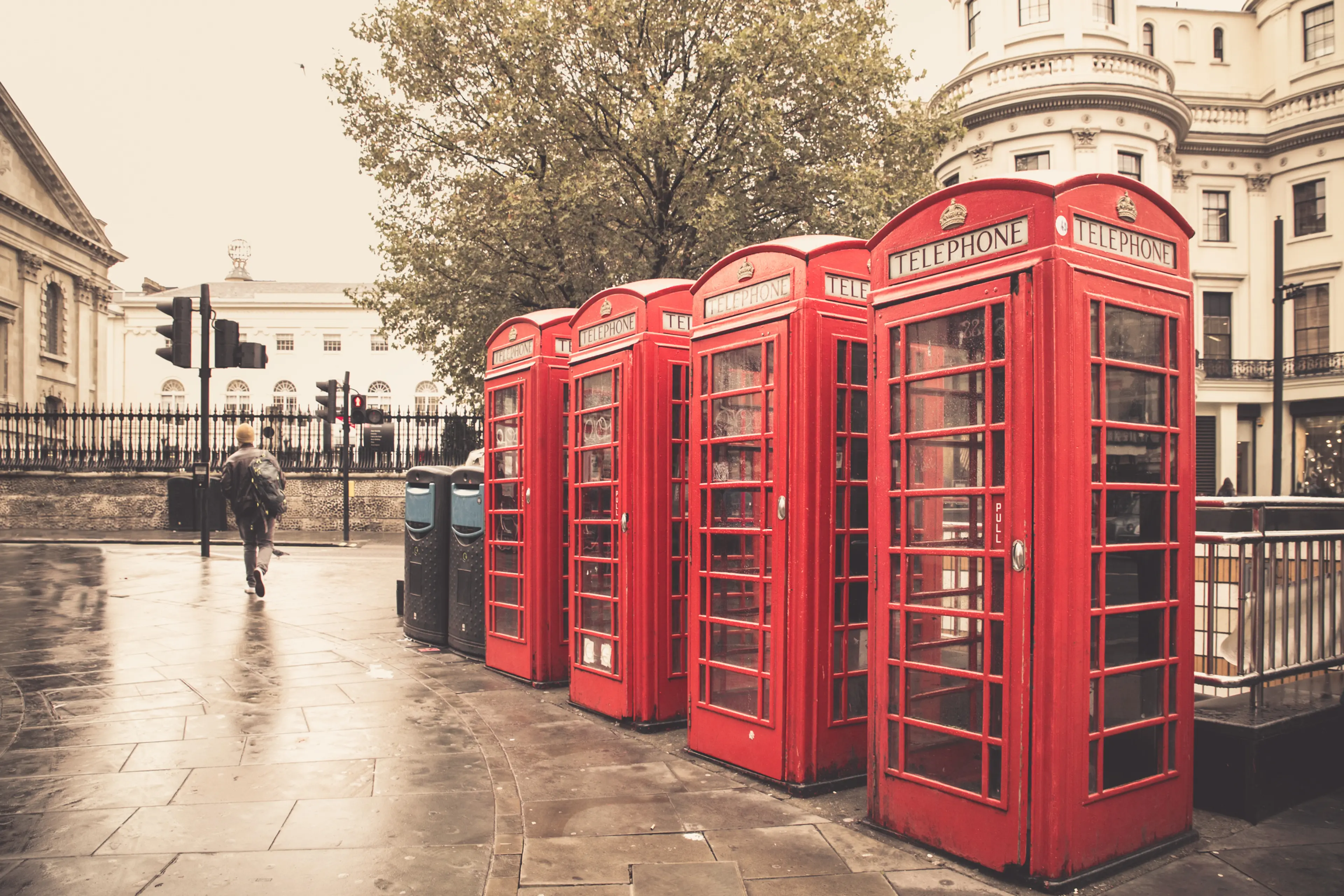 Vintage style red telephone booths