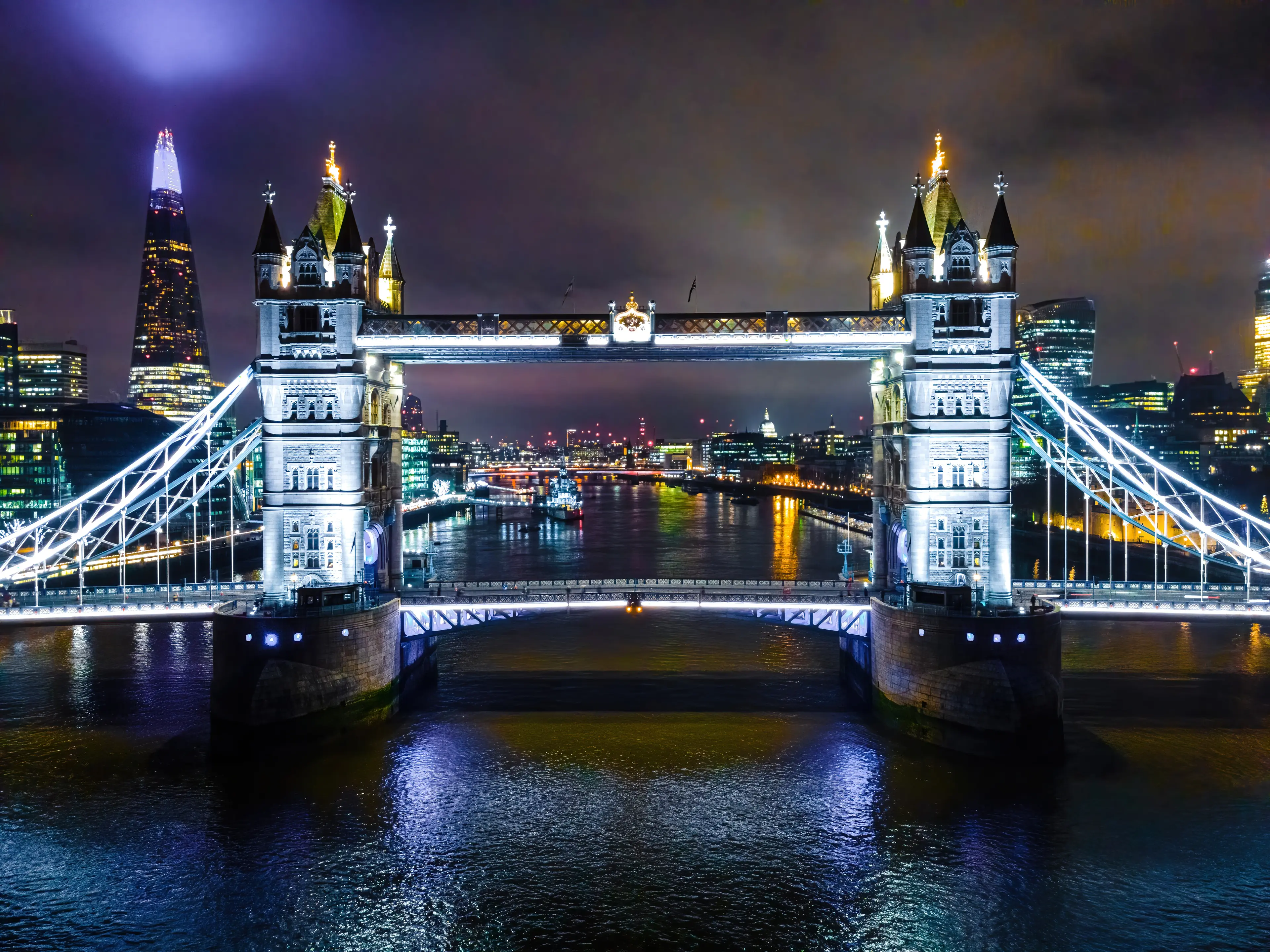 Tower bridge in the night during Christmas
