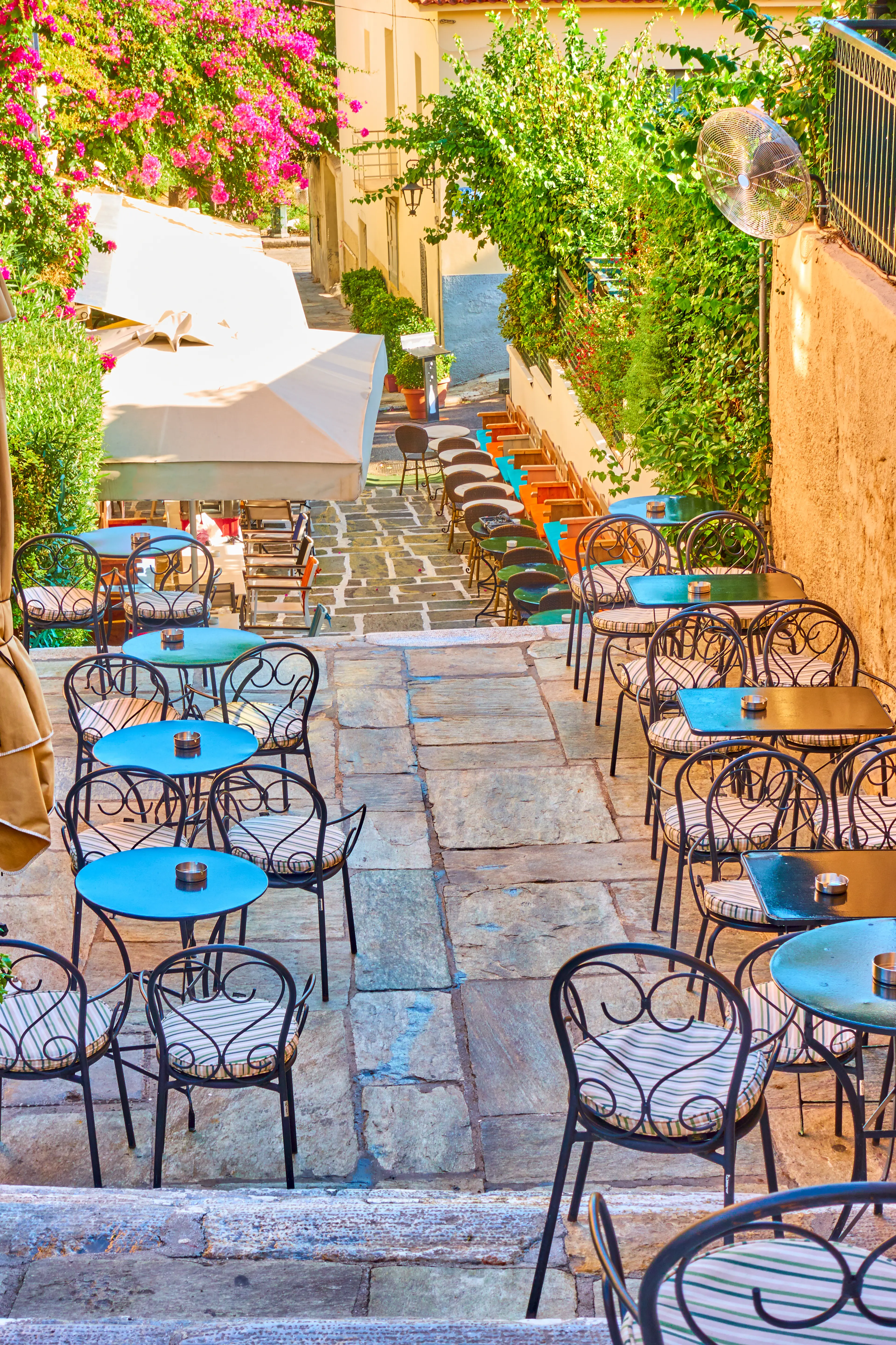 Street cafe on the stairs in Plaka