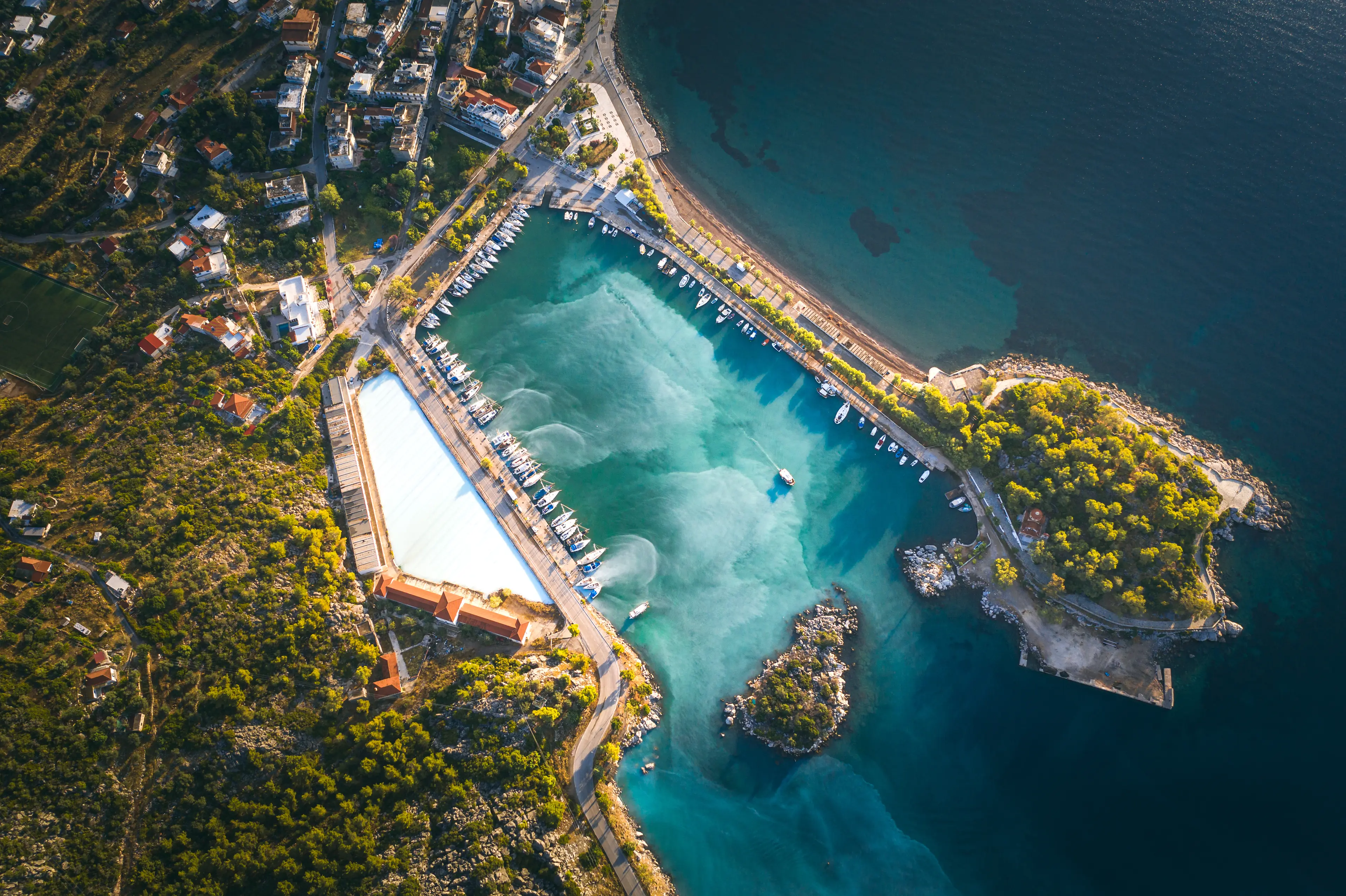 Methana coastline and marina in Aegean sea Methana coastline and marina in Aegean sea