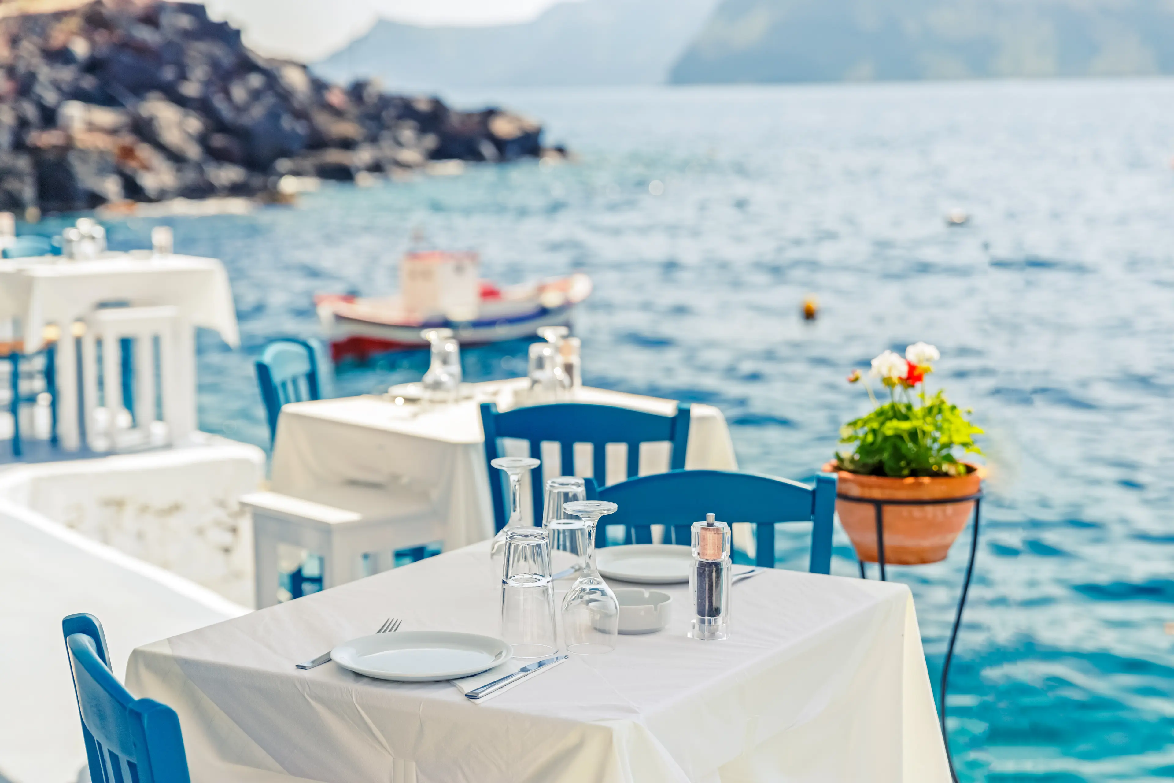 Seafront of Aegean sea on Cyclades island