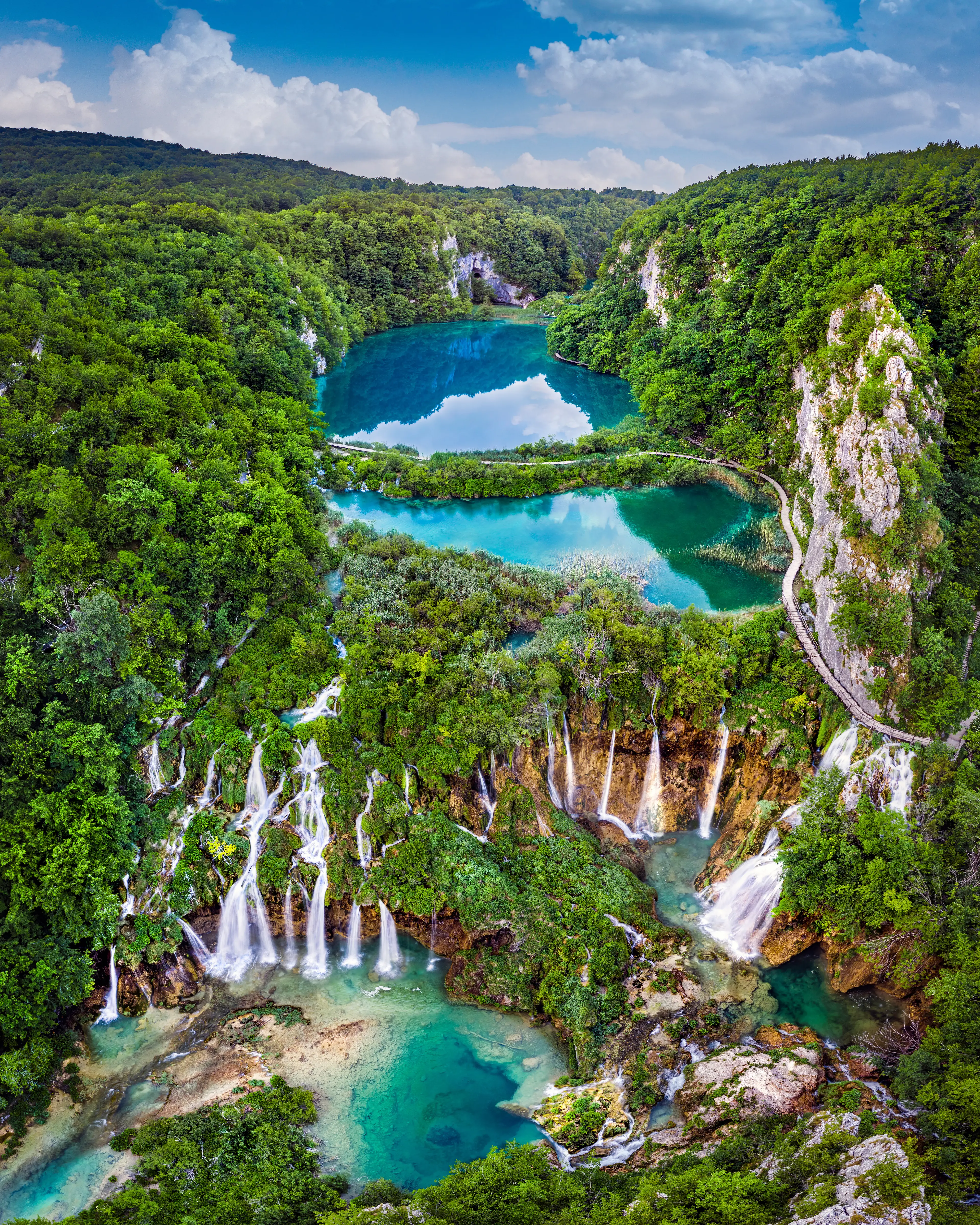 Panoramic view of the beautiful waterfalls
