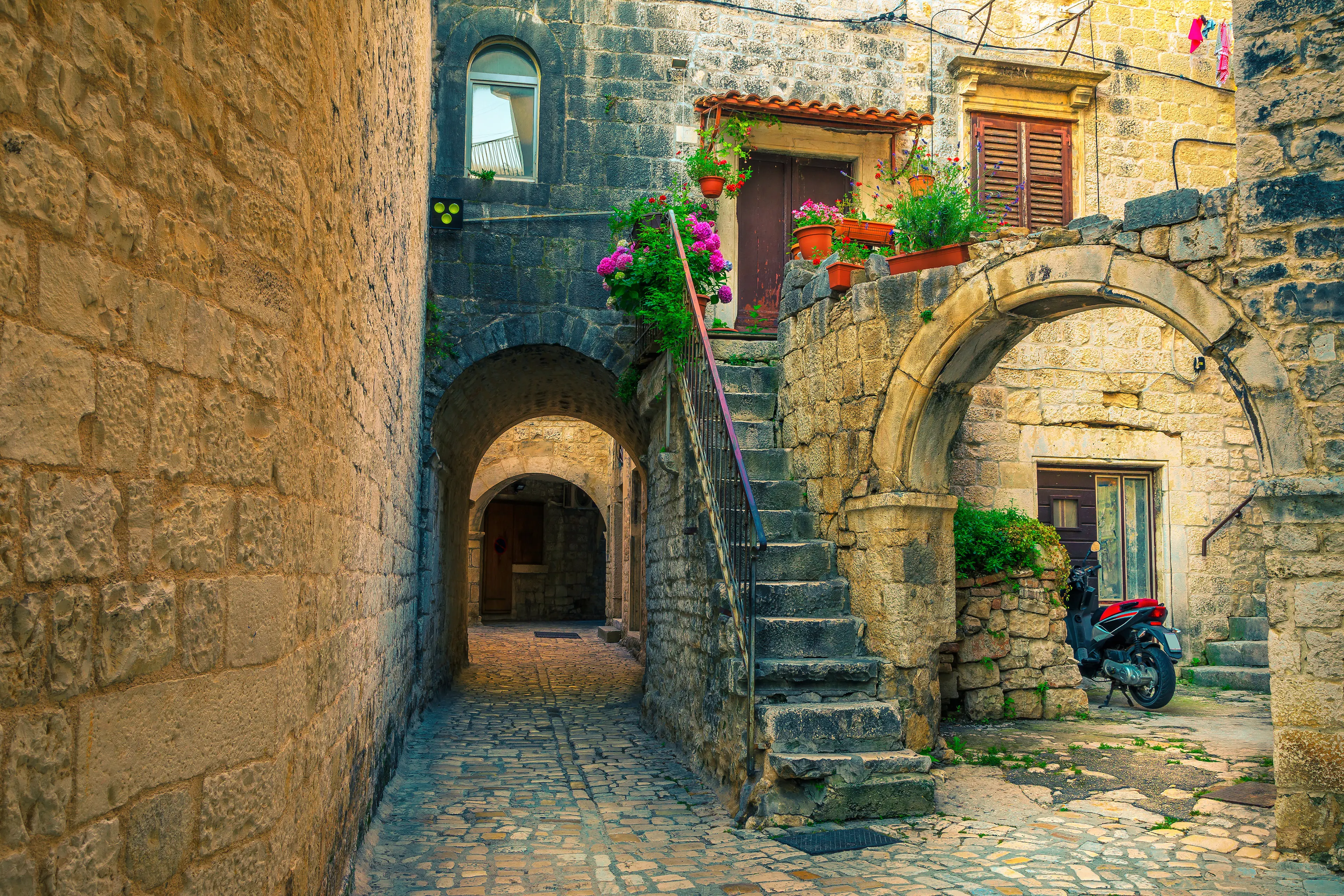 Stone house and staircase Stone house and staircase