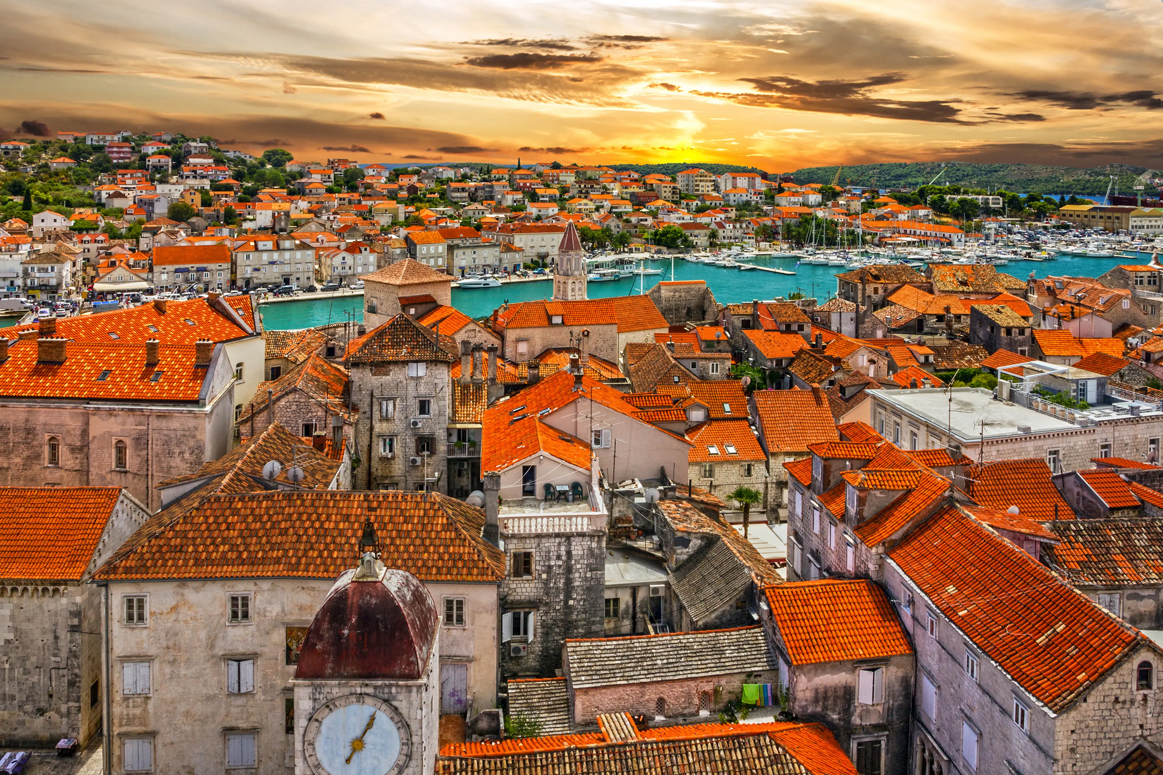 Aerial view of Trogir old town, a UNESCO World Heritage site Aerial view of Trogir old town, a UNESCO World Heritage site