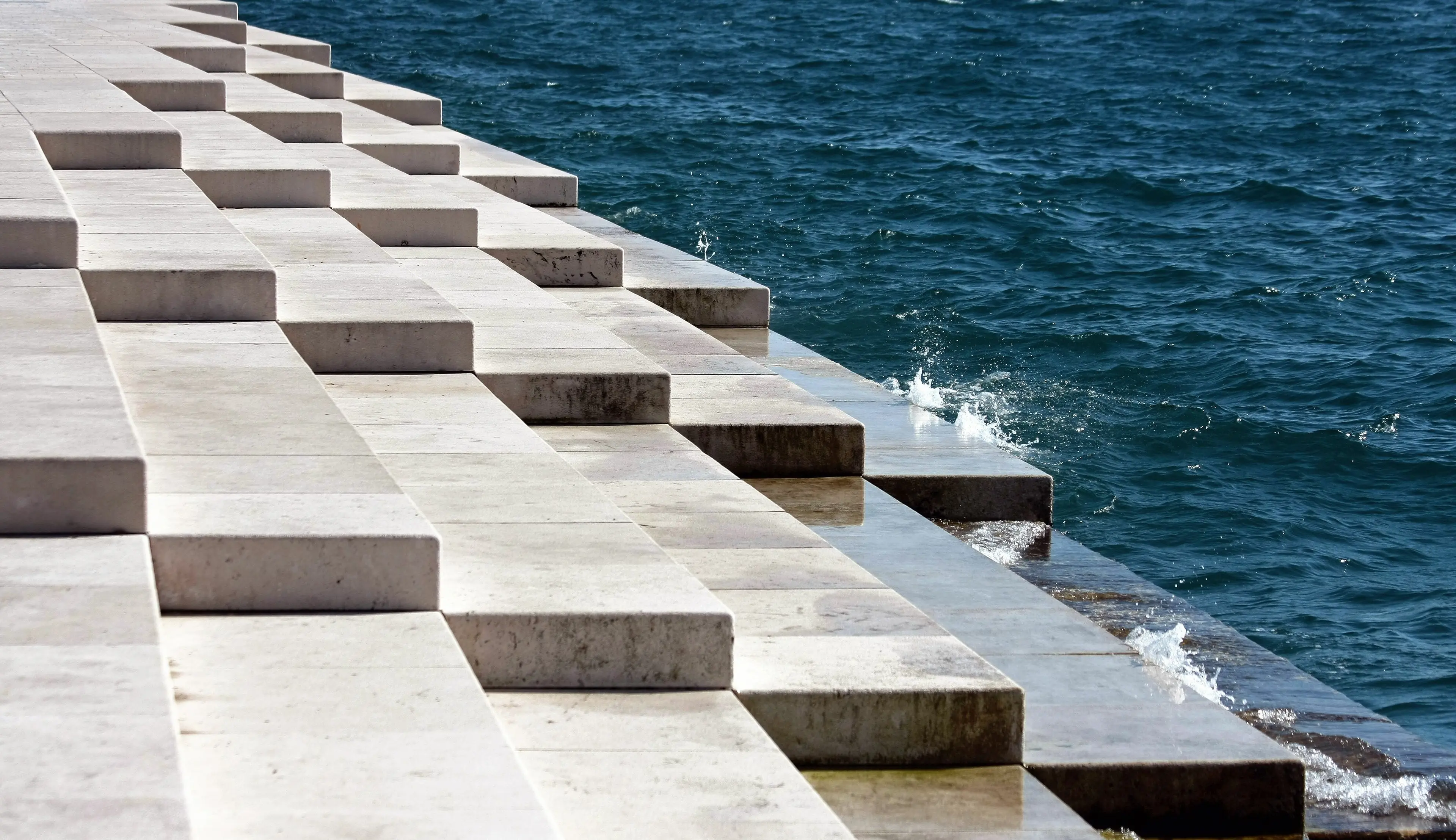 White marble steps of the monument to the sun