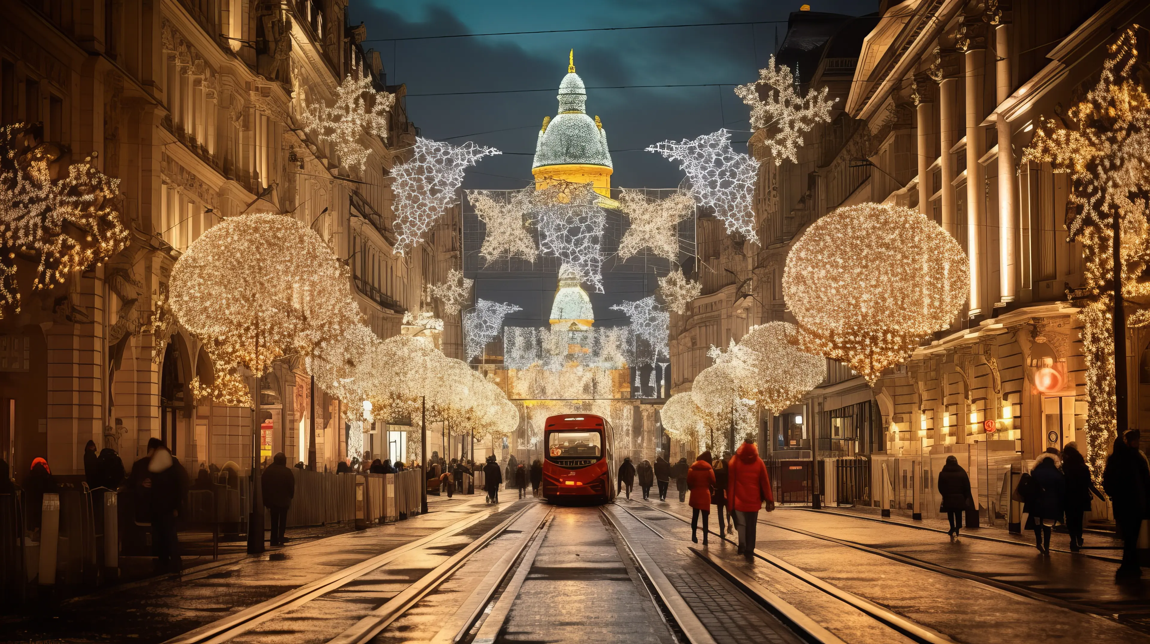 Central Street is illuminated for Christmas. Central Street is illuminated for Christmas.