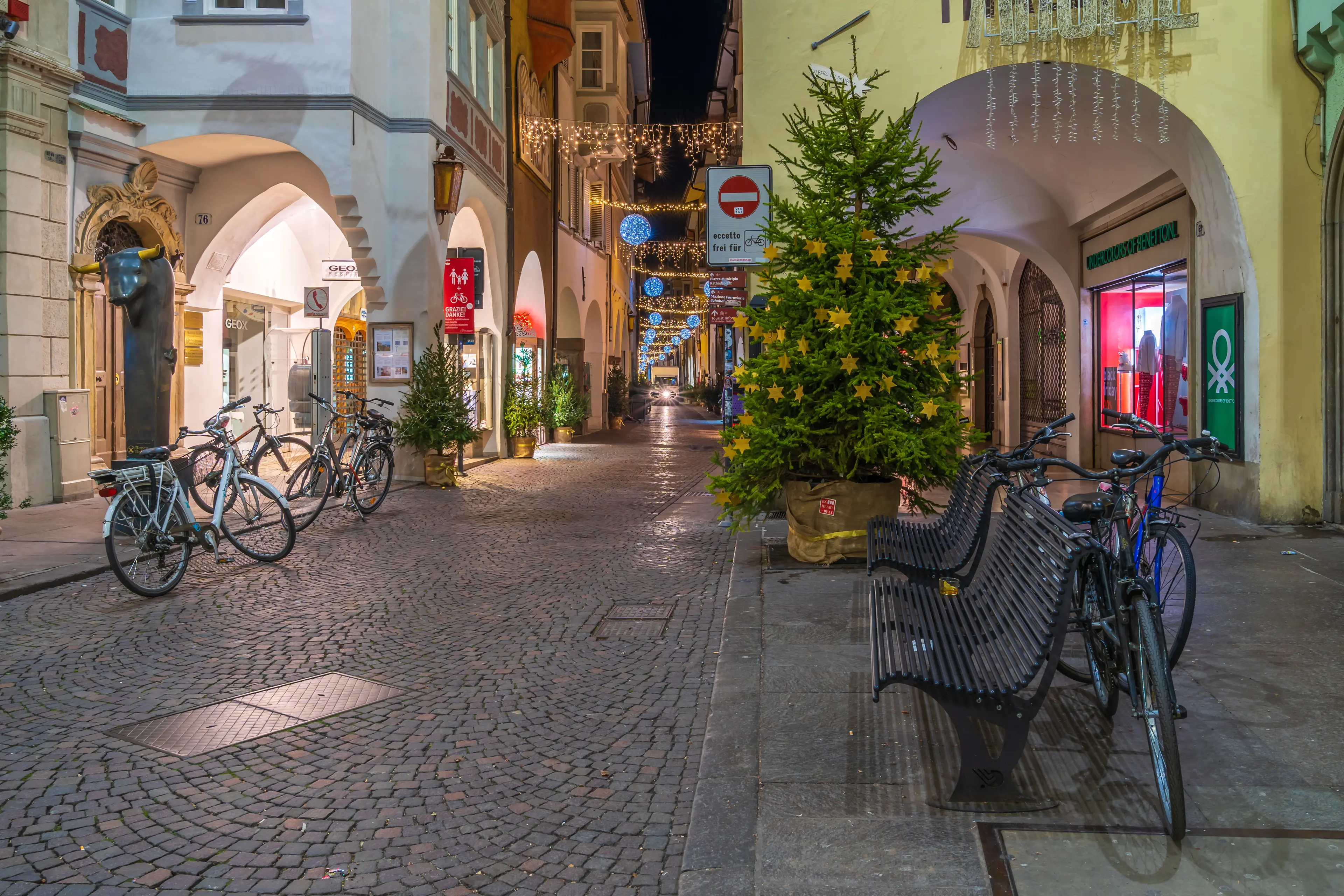 Christmas decor on the night streets